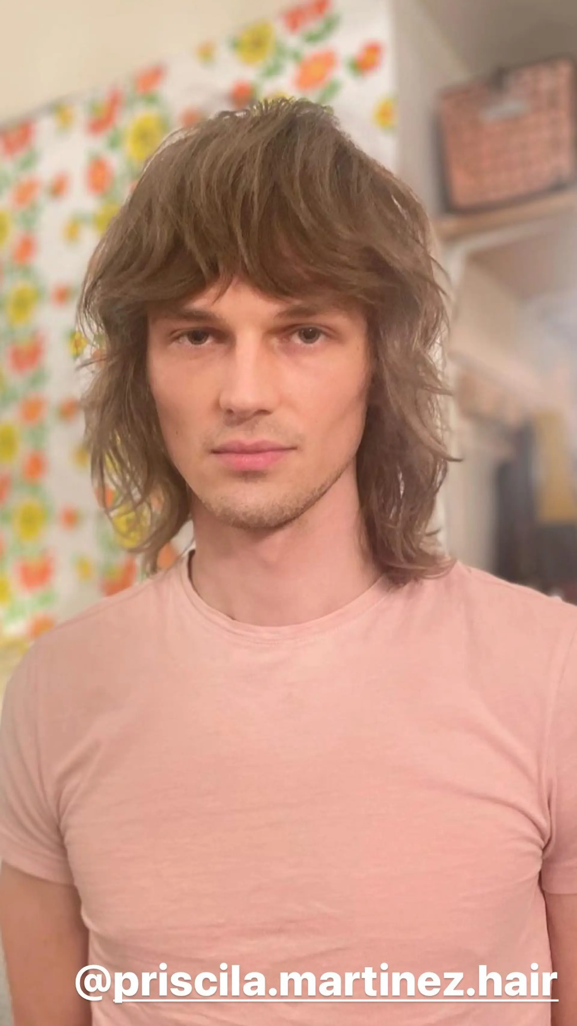 A layered shaggy mullet with curtain bangs. 1