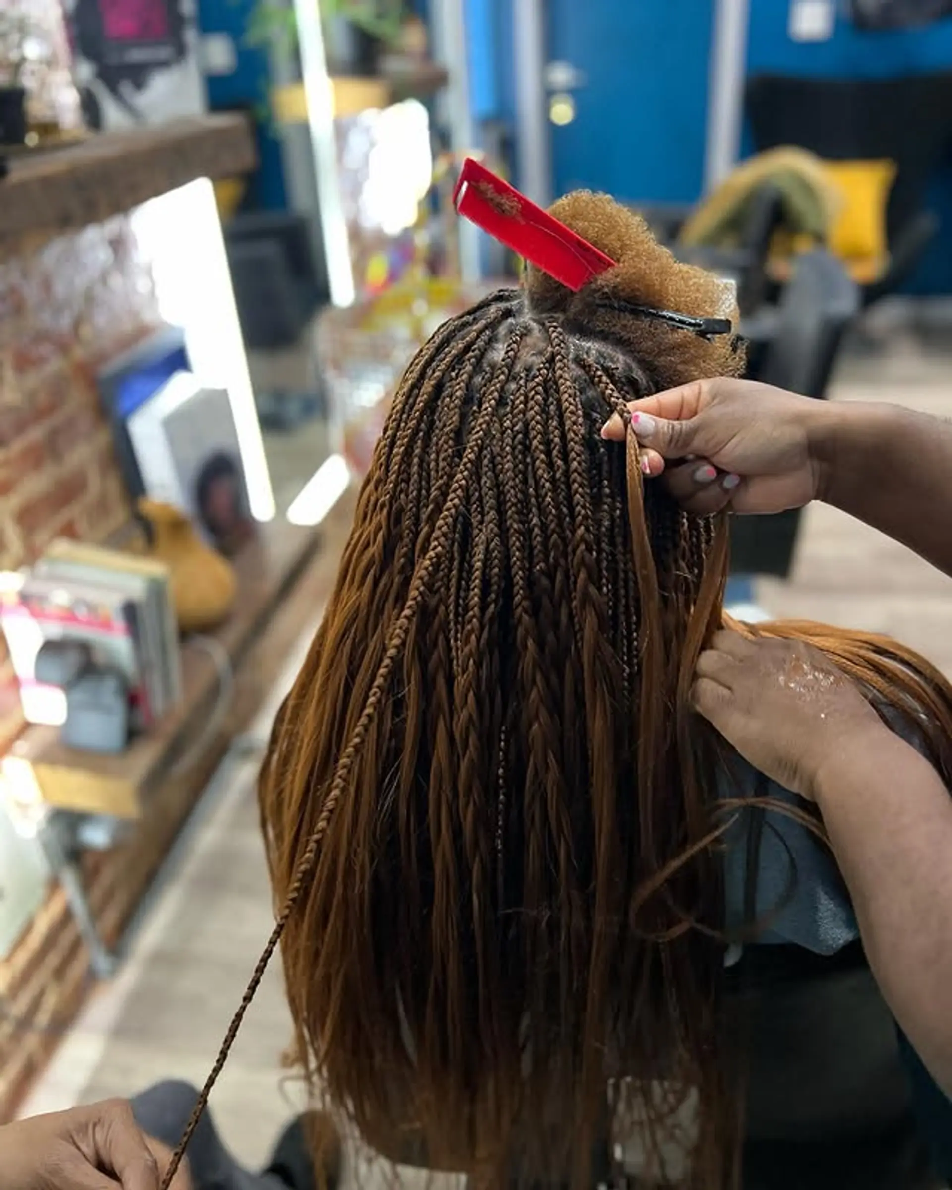 Knotless box braids in a long length. 1