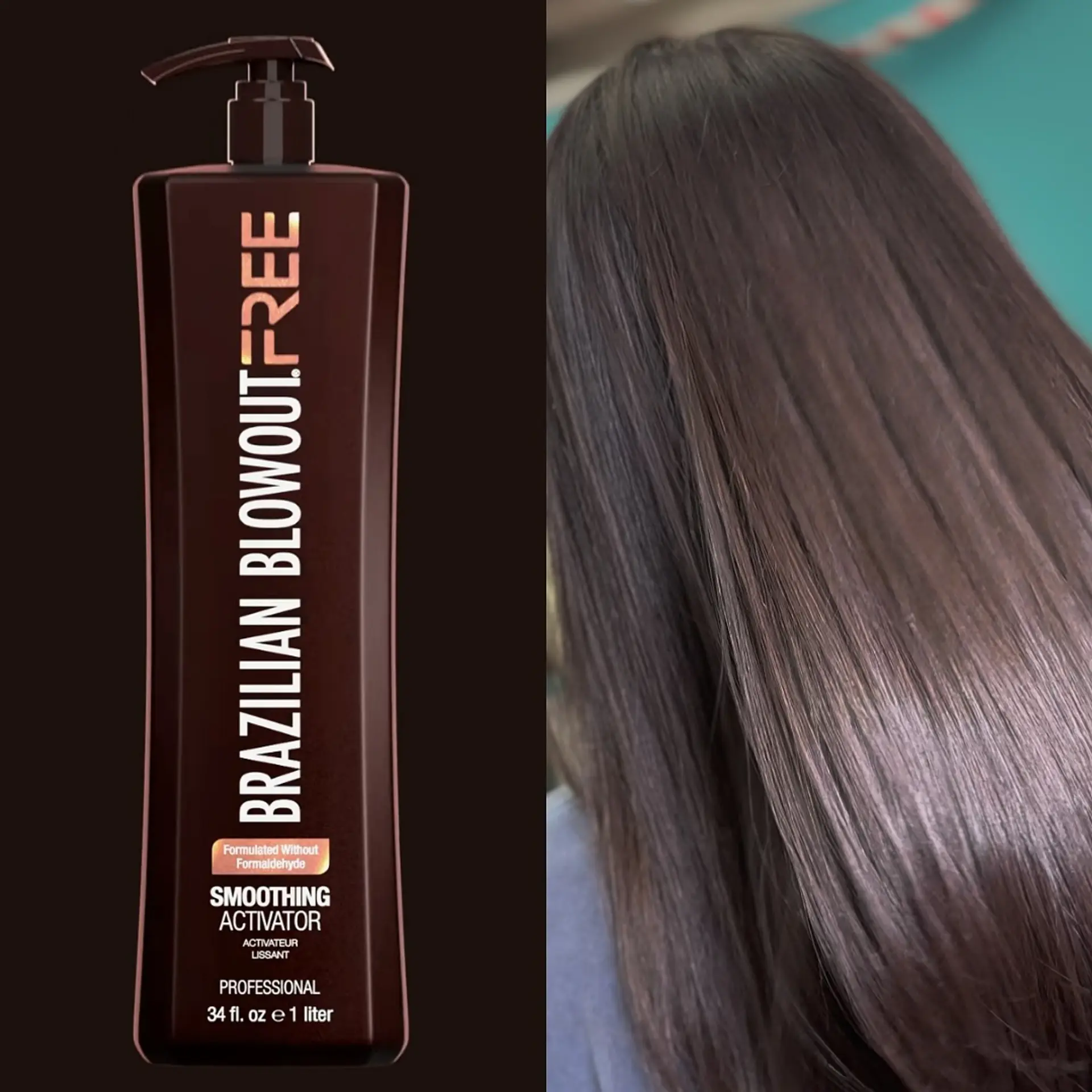 A super sleek, high-shine straight style in deep brunette with a silky, frizz-free finish. 1