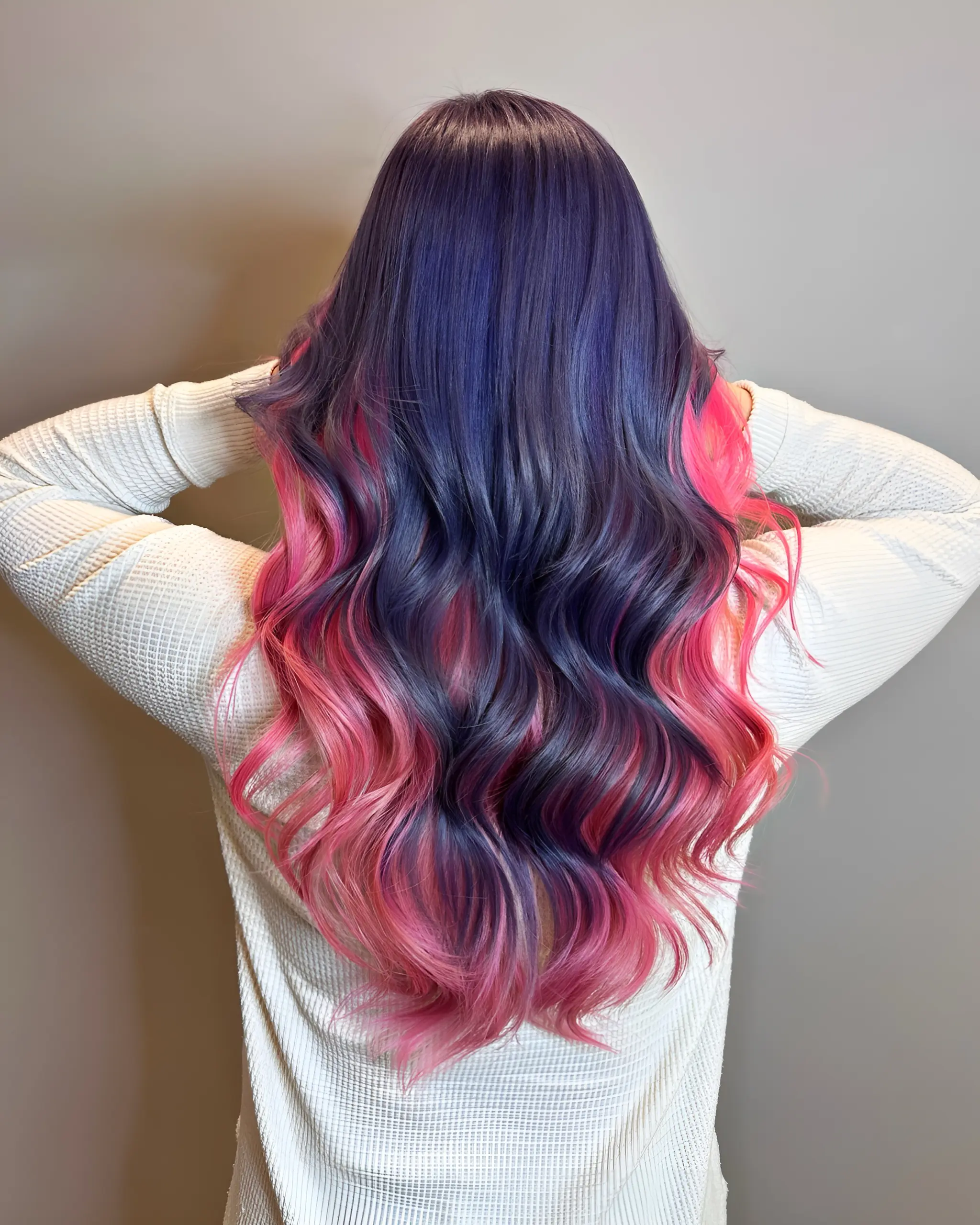 Purple Pink Color Contrast Hair by MOSES @ Nova Salon