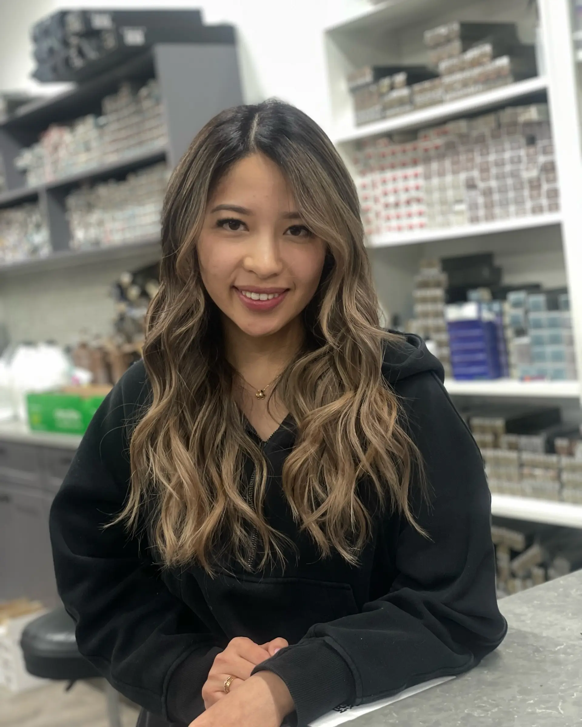 Long, layered bronde waves with an ombre effect. 1