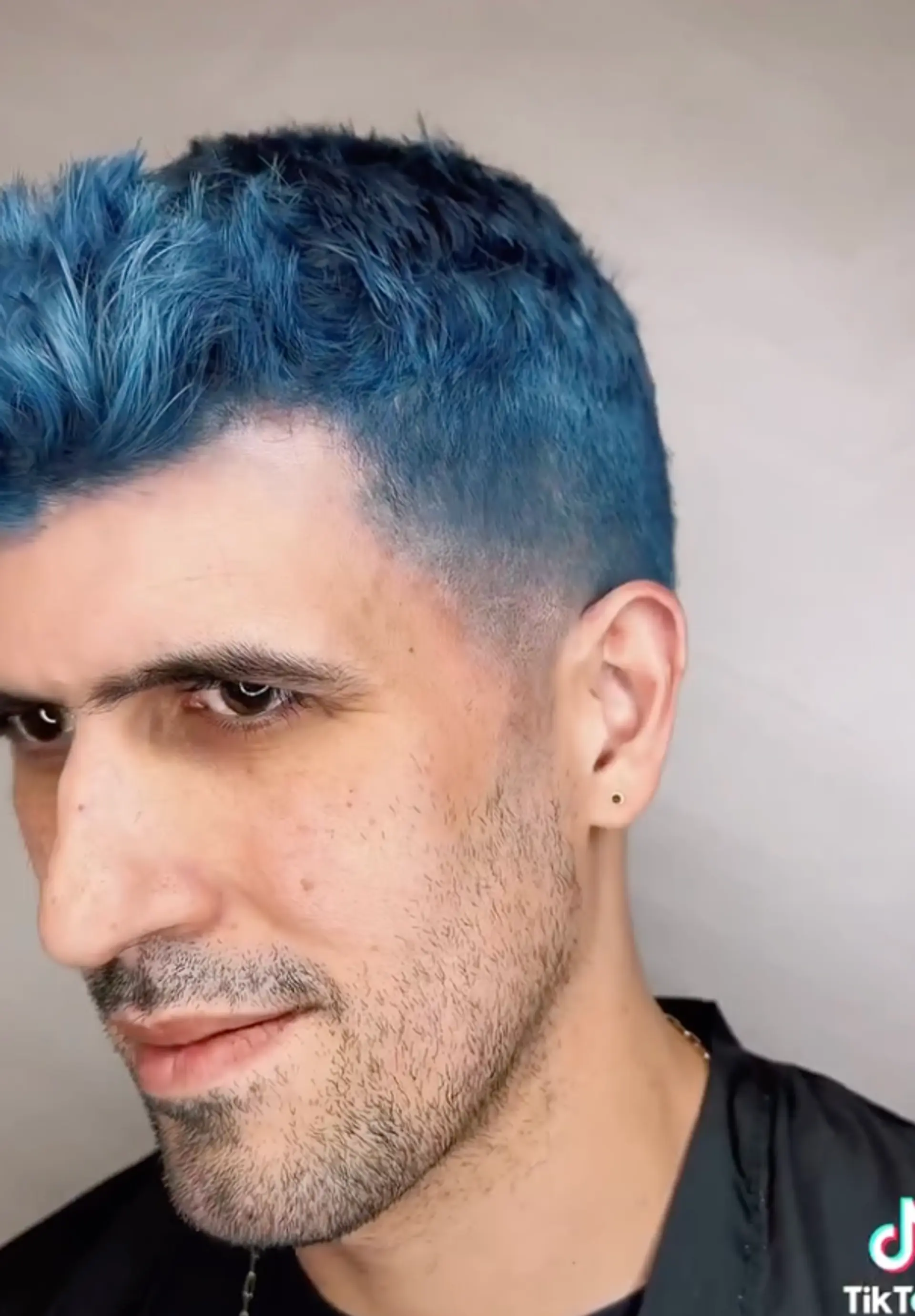 A vibrant blue buzz cut with a tapered fade and textured top, creating a sleek and modern look.

Color by @simabeautynyc
Cut and style by @juliamannino_hair
 1