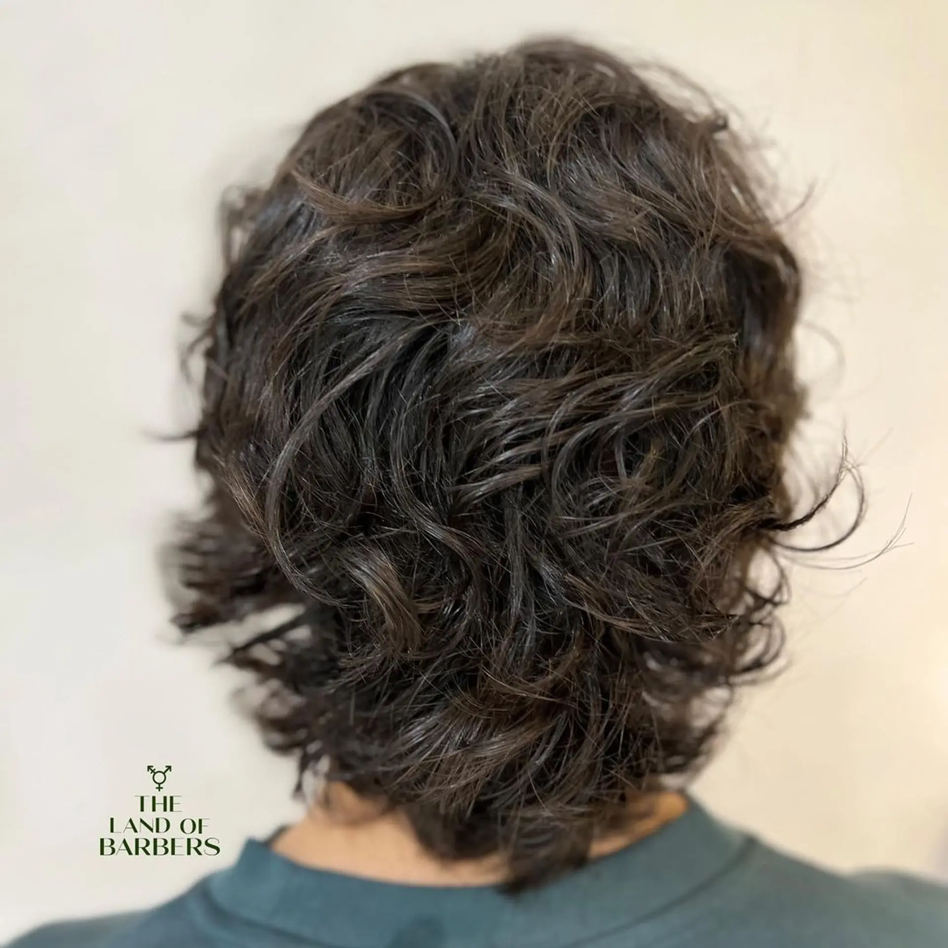 Medium length, wavy dark brown hair with a layered cut. Soft waves frame the face and sides are tucked behind the ears for a relaxed style. 3