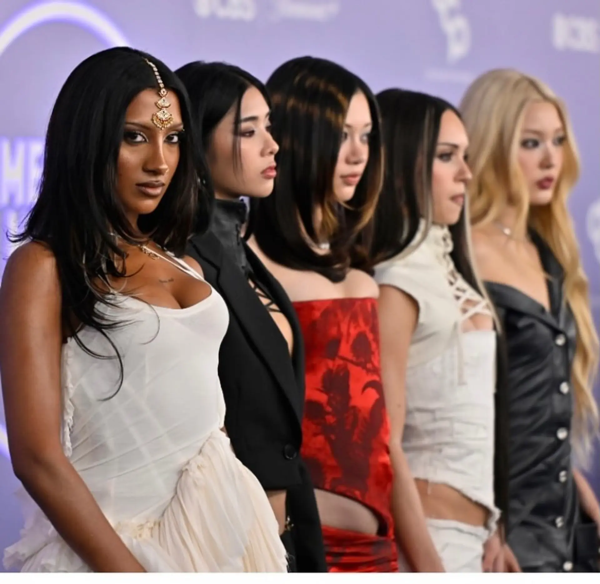 A lineup of sleek, polished long hairstyles featuring smooth straight finishes, bold money-piece highlights, dimensional lowlights, and platinum blonde tones. 1