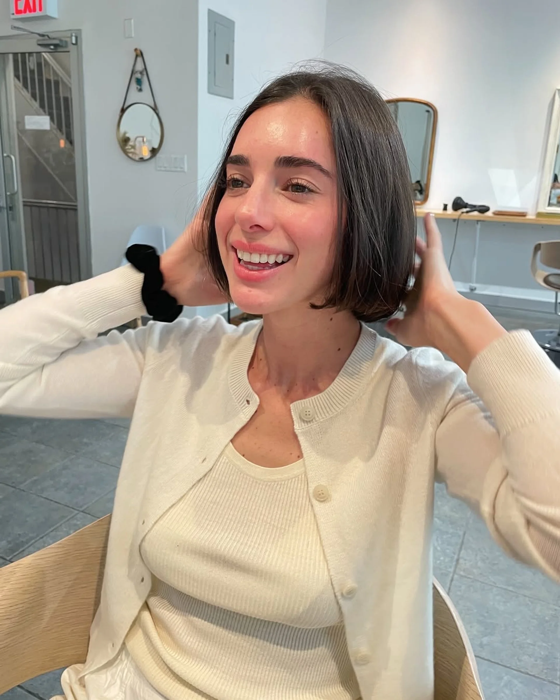 Sleek, straight, blunt cut bob that sits at chin length, perfectly framing the jawline. - Preview 3