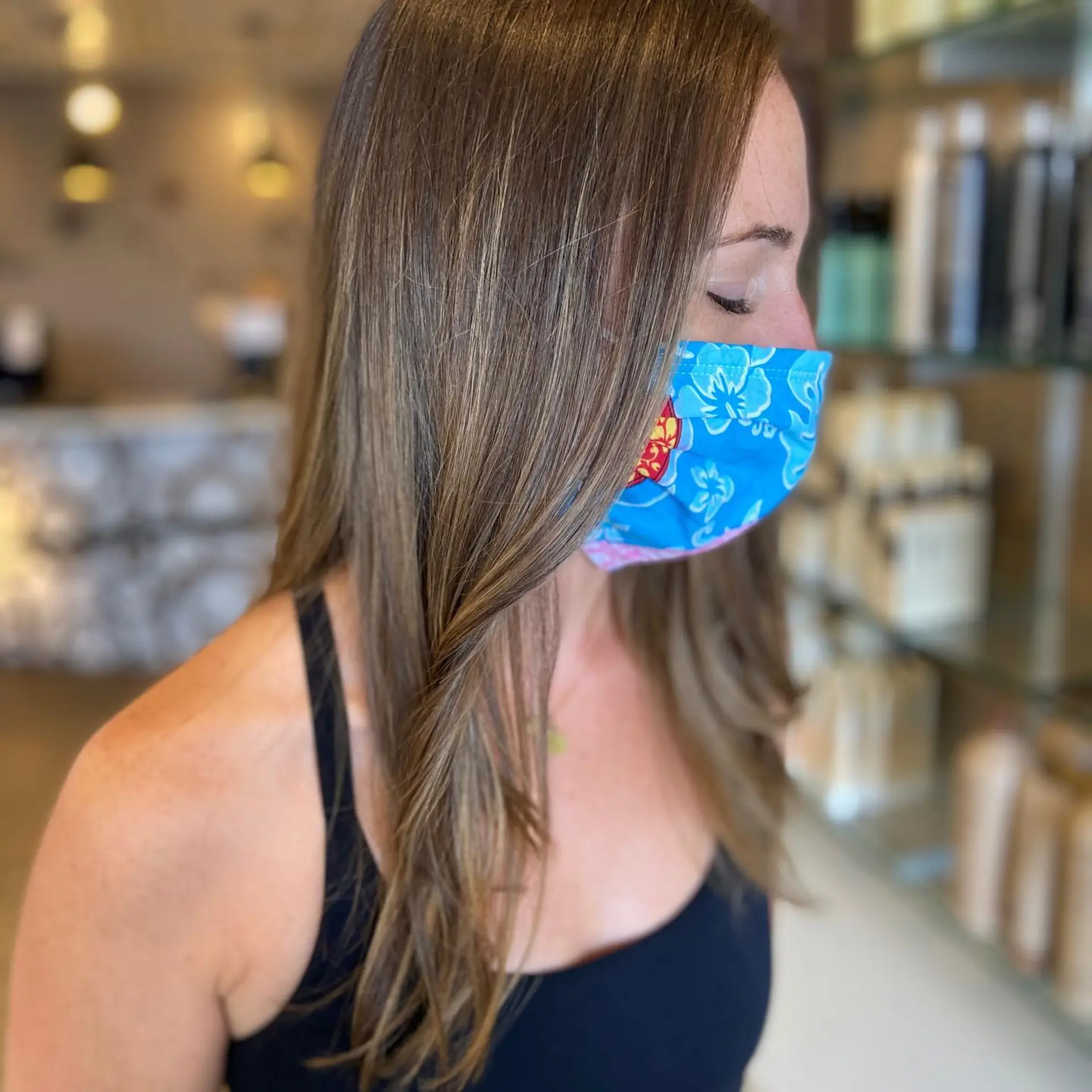 Long straight light brunette hair featuring delicate foil highlights and lowlights for a subtle, sun-kissed finish. 1