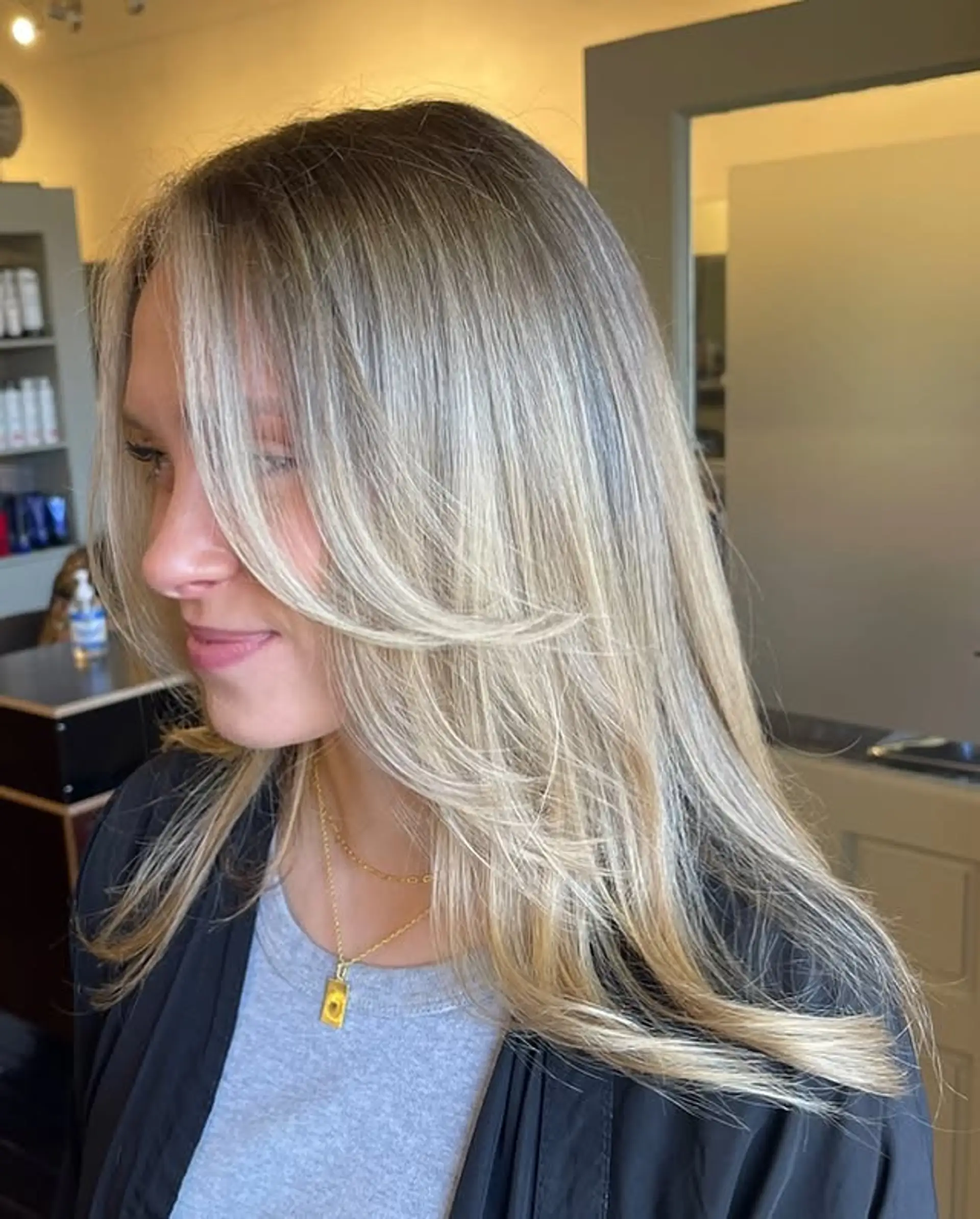 Curtain Bangs Blonde Balayage Object Salon Santa Monica