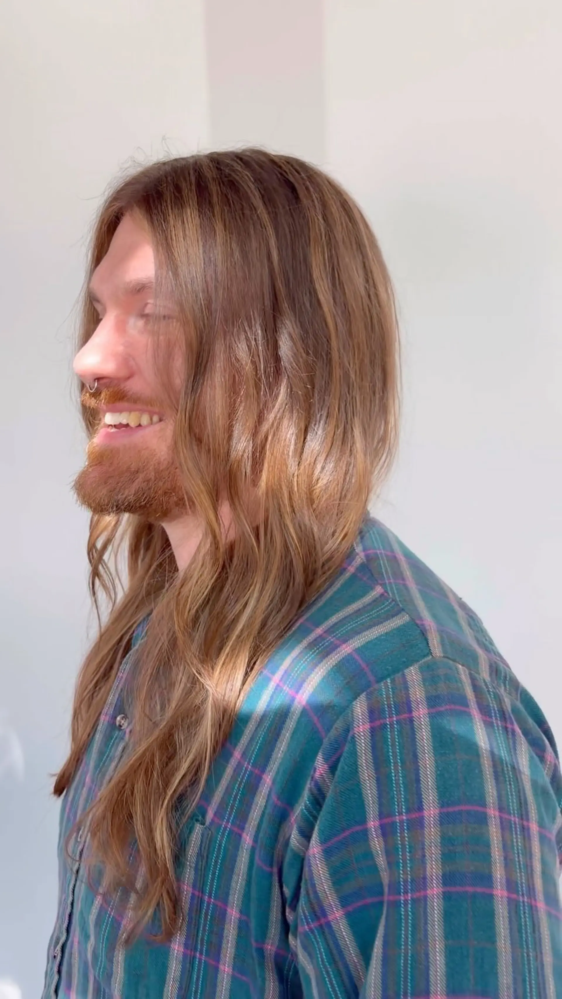 Long hair featuring warm honey balayage highlights blended over a natural brown base. 1