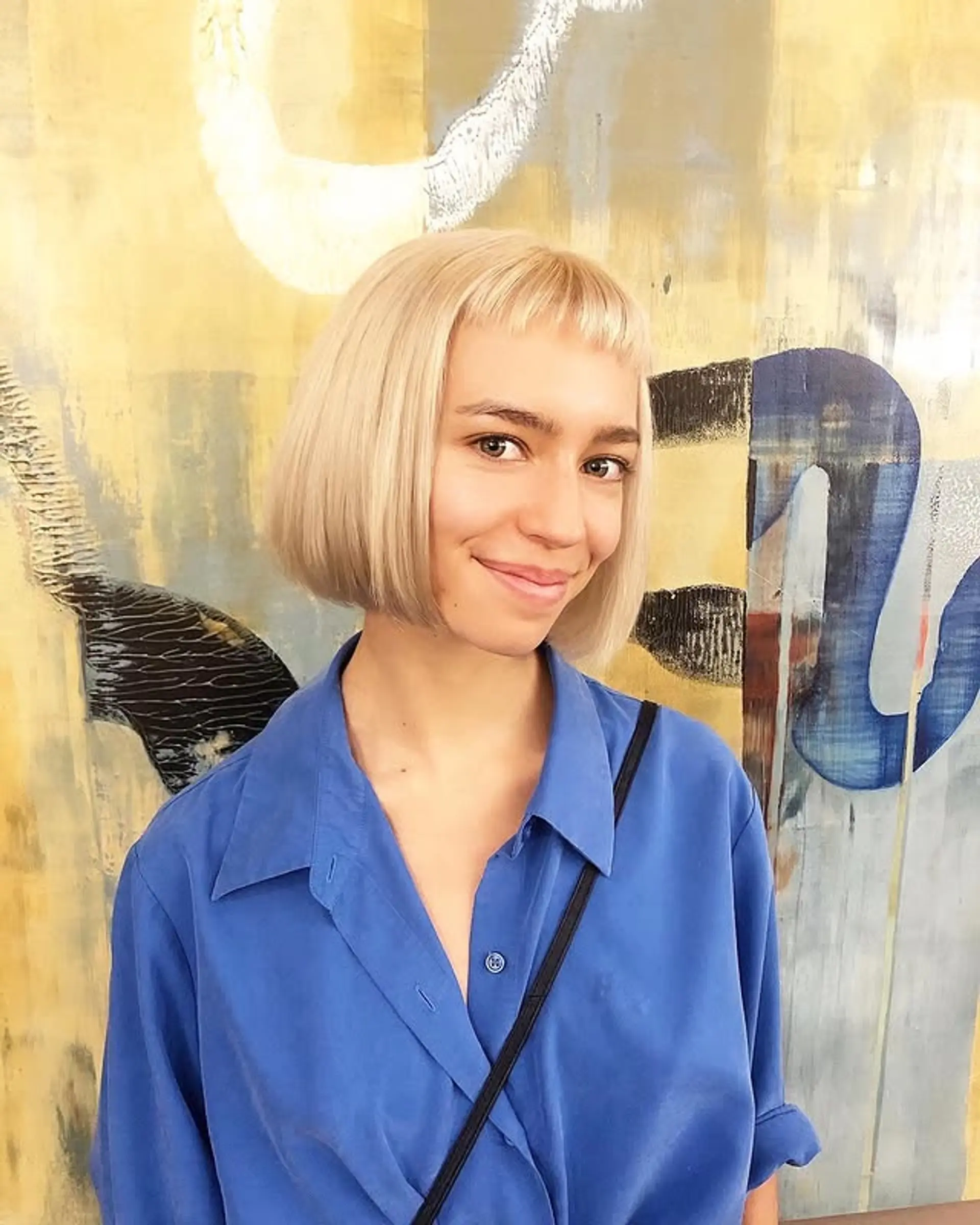 A blunt Botticelli bob with baby bangs. 1