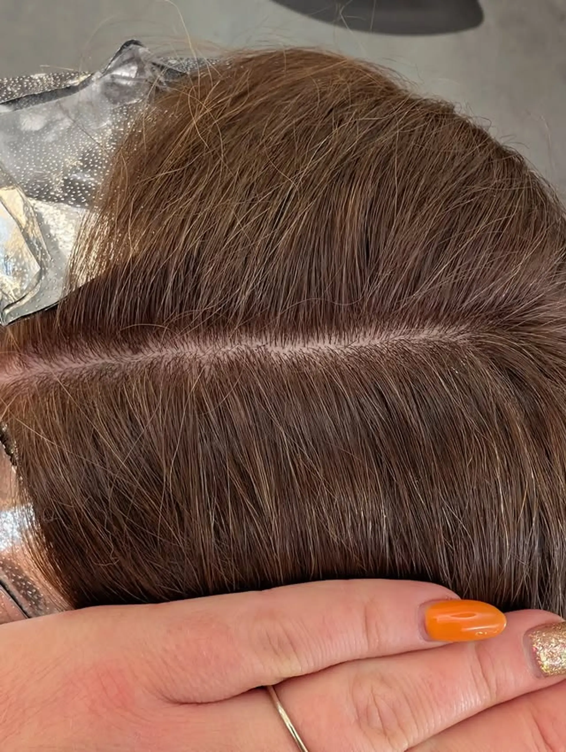 Bronzed balayage with subtle highlights and root shadow. 1