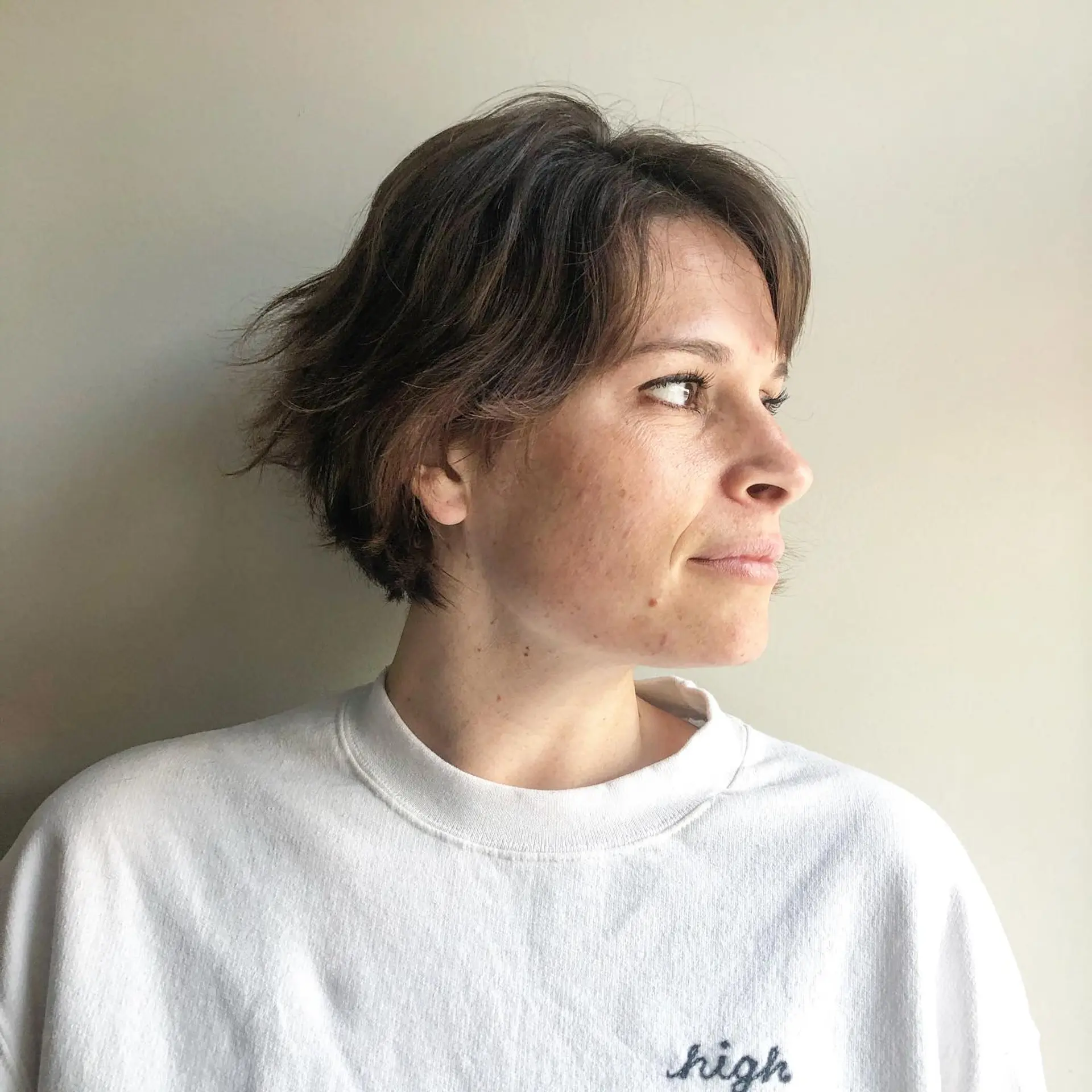 A short, textured bob with choppy layers for added volume and a tousled look. 1