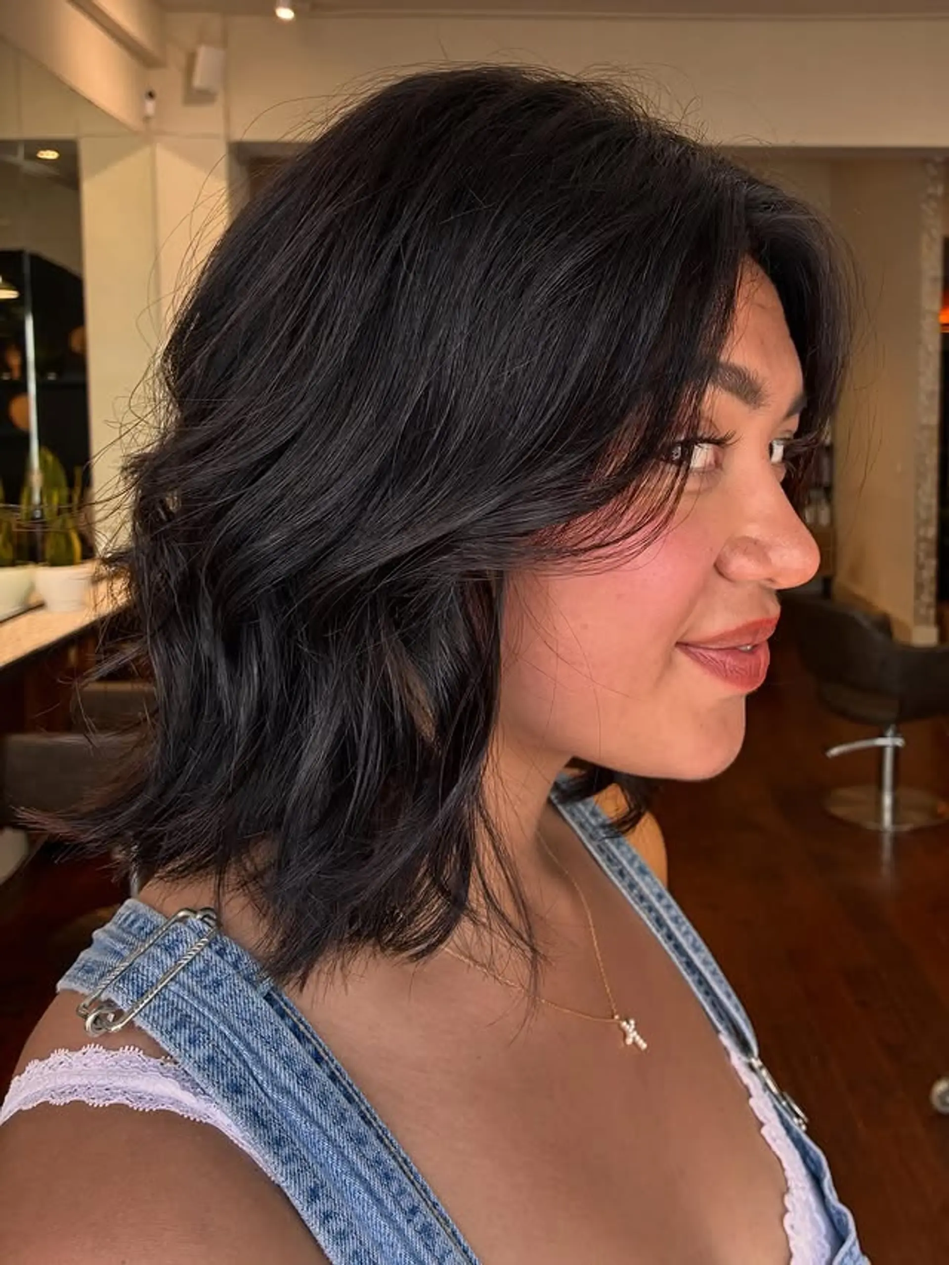 A shaggy, layered lob with face-framing layers for a trendy, effortless style. 1