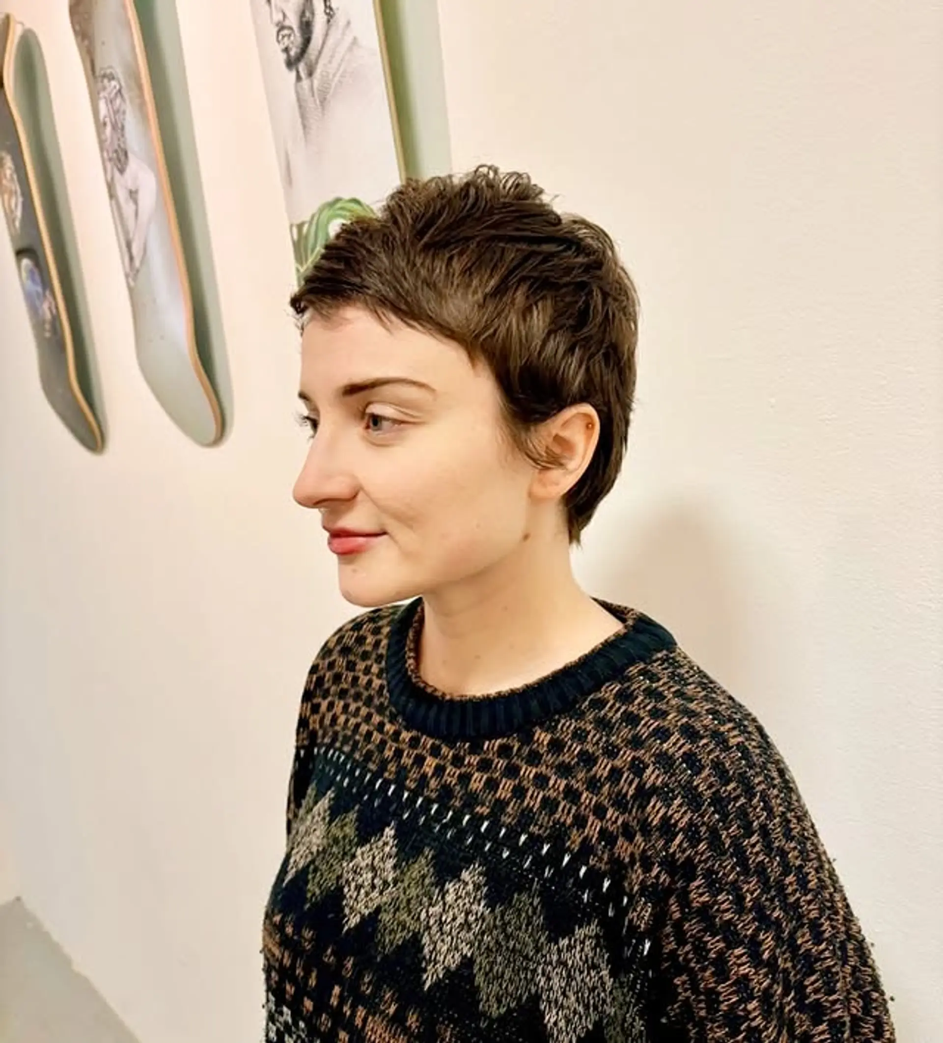 A textured pixie cut with choppy layers for an edgy and modern look. 1