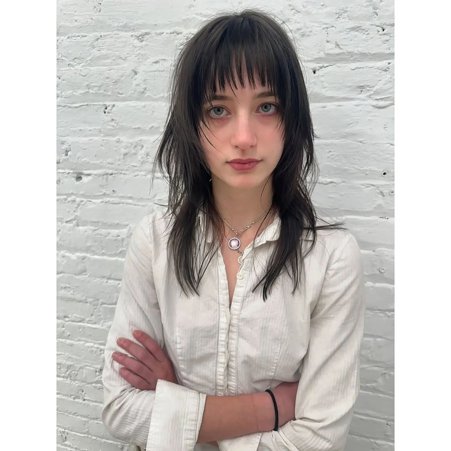 A layered shag with wispy bangs for a modern and textured look. 1