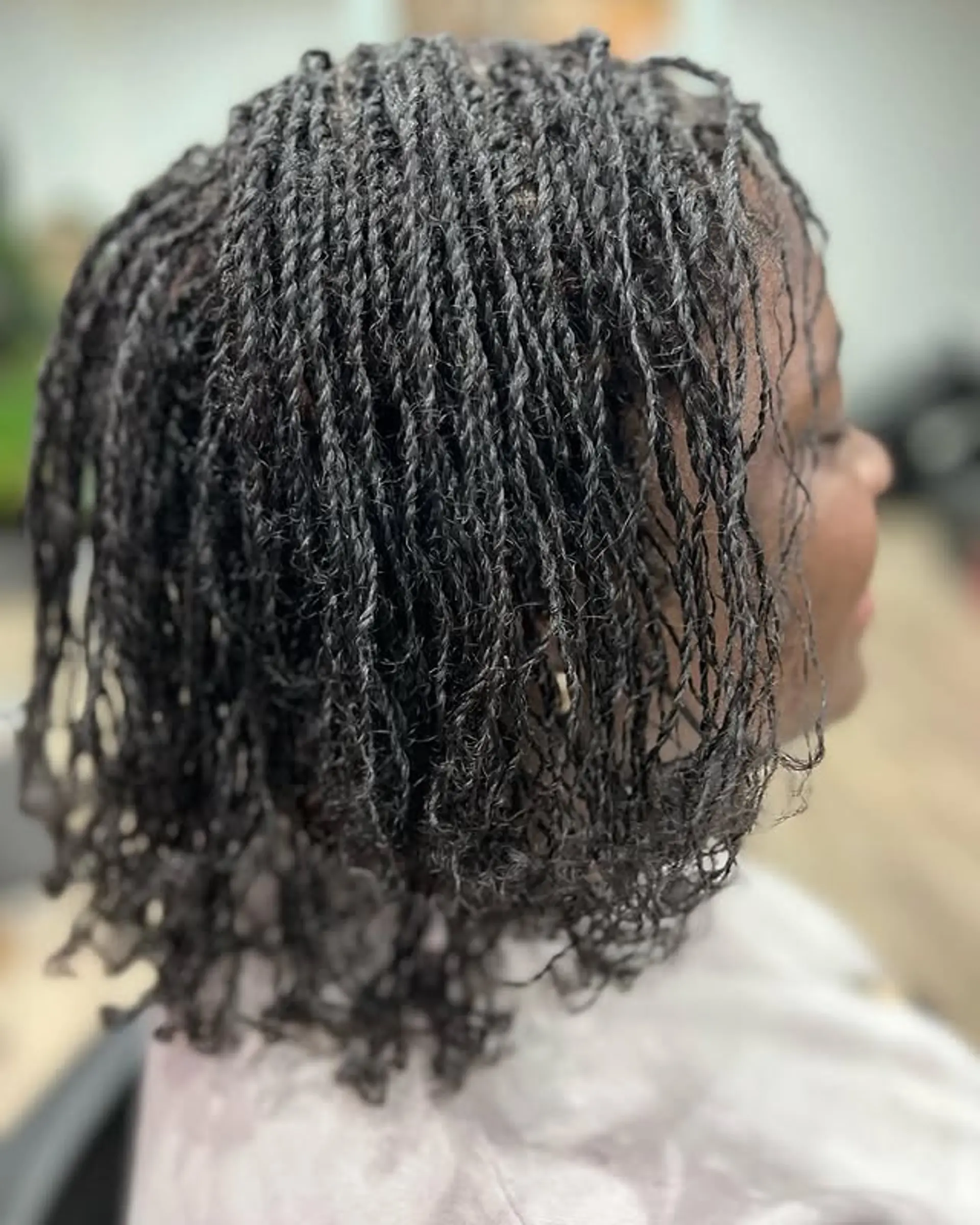 Mini twists, closely installed to cover the head. 1