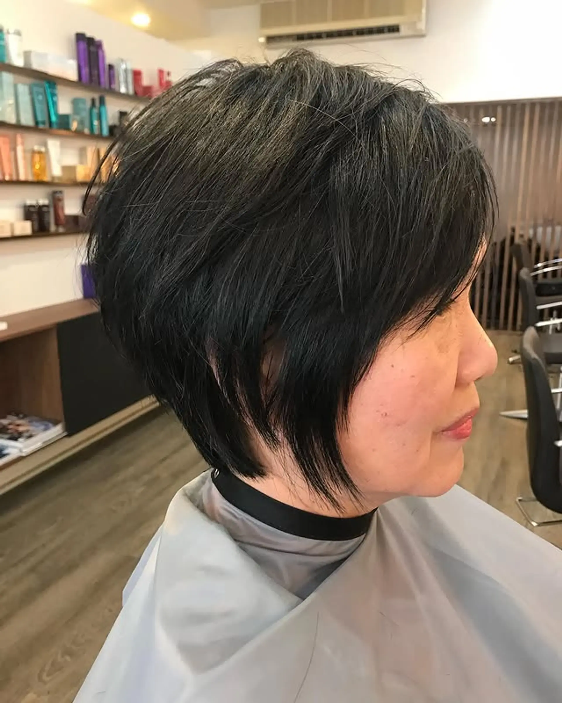 A short bob with textured layers, offering a modern and easy-to-style look. 1