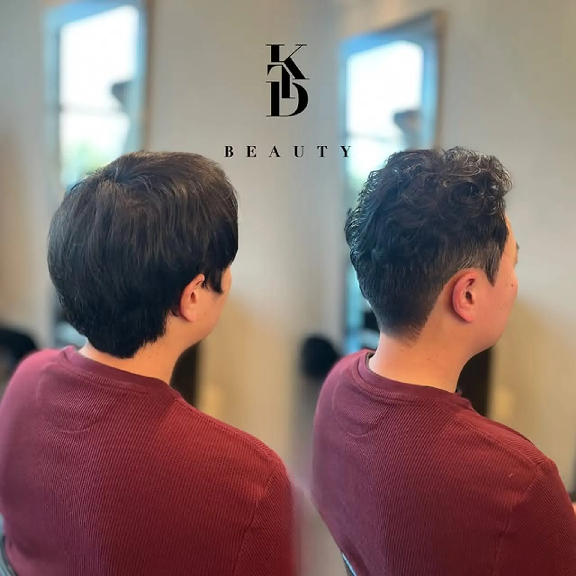 This hairstyle features a textured top with tapered sides and back. 1