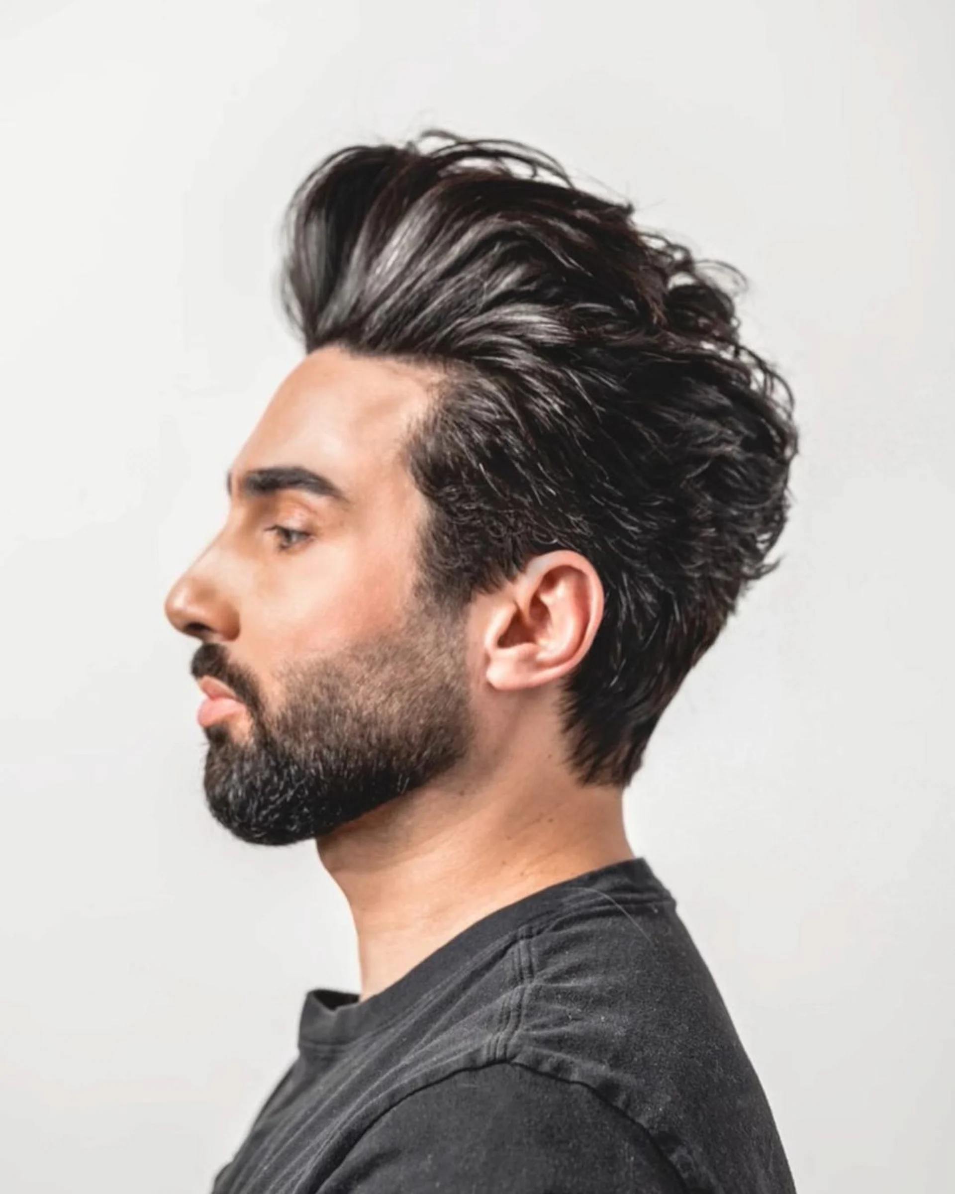 A modern textured pompadour fade with clean sides and voluminous top - Preview 3