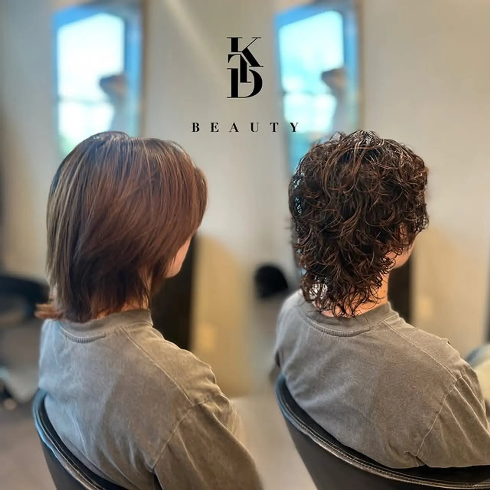A trendy shag haircut with soft layers and bangs, and a curly perm. 1
