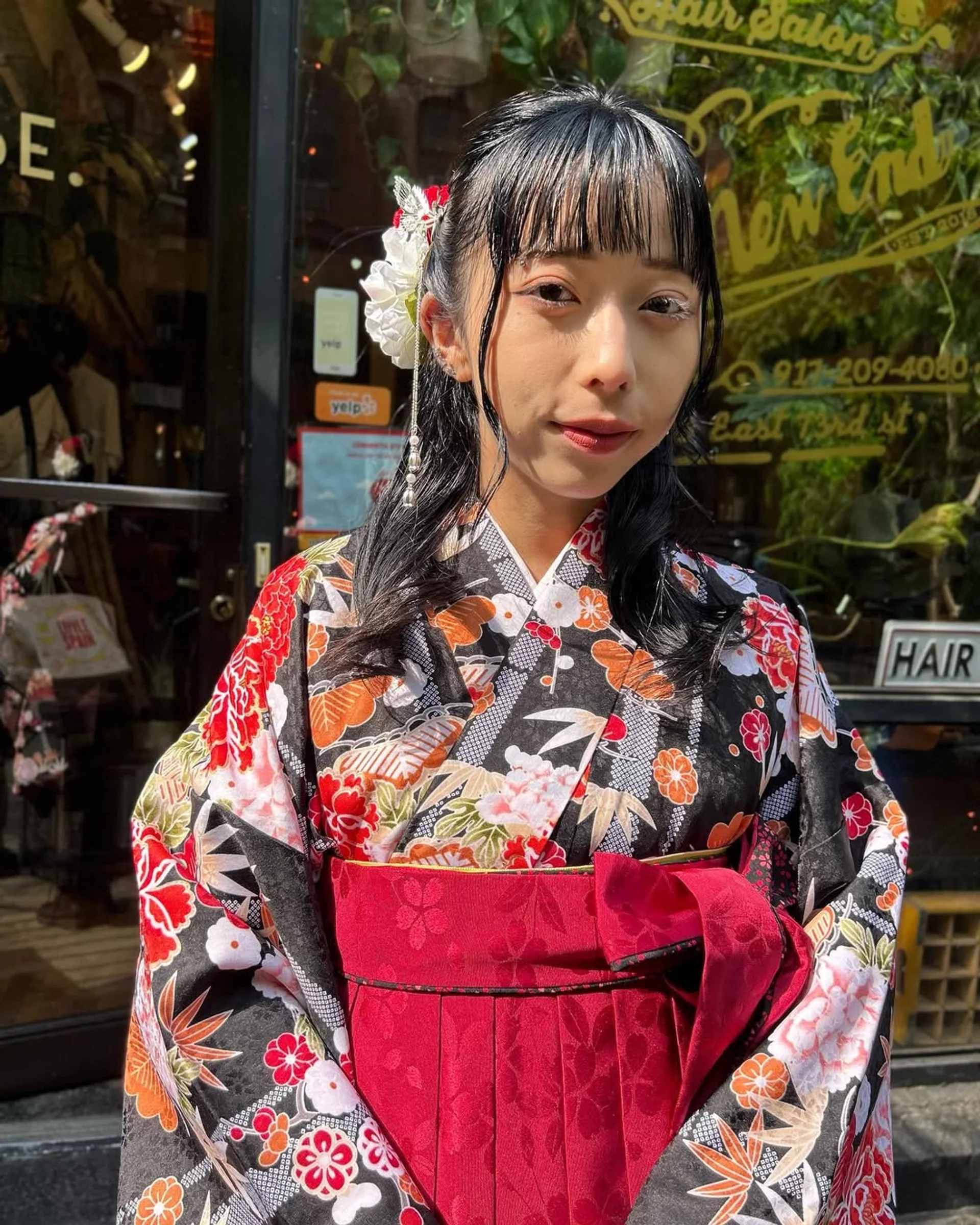 An elegant Japanese-inspired Kimono Updo with fringe bangs, a key look for 2026 NYC hair trends. - Preview 3
