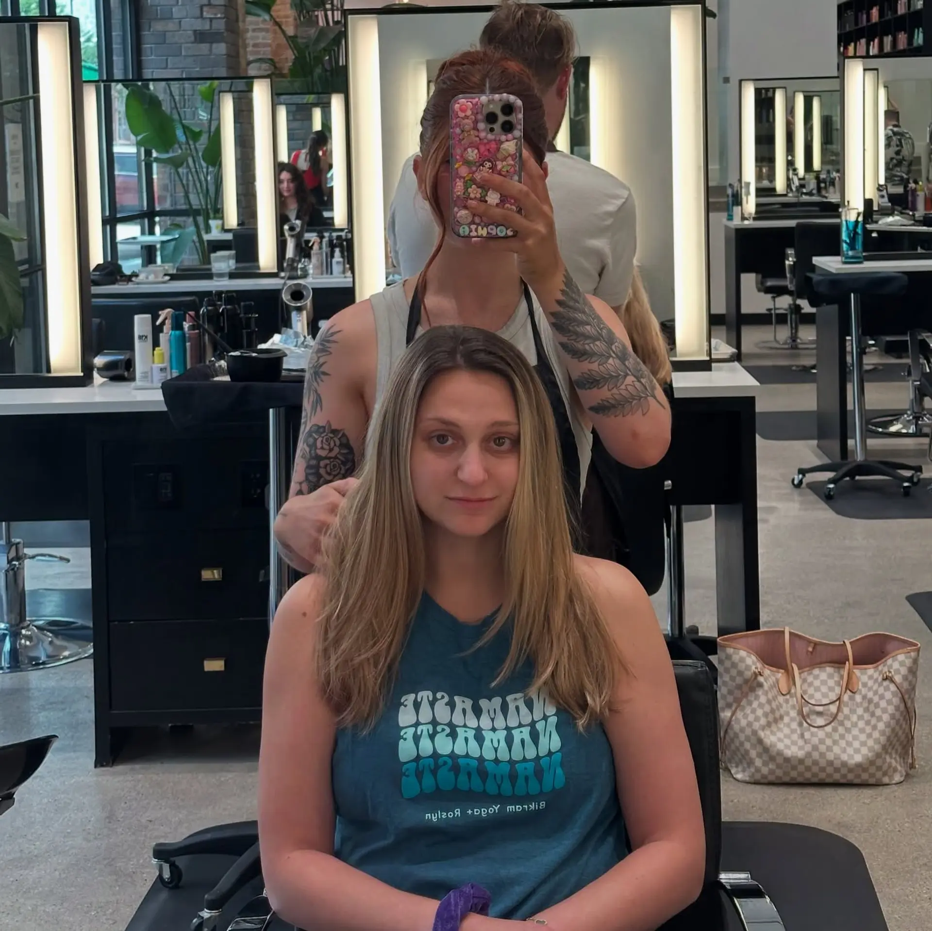 Long, wavy hair with an icy blonde balayage. 4