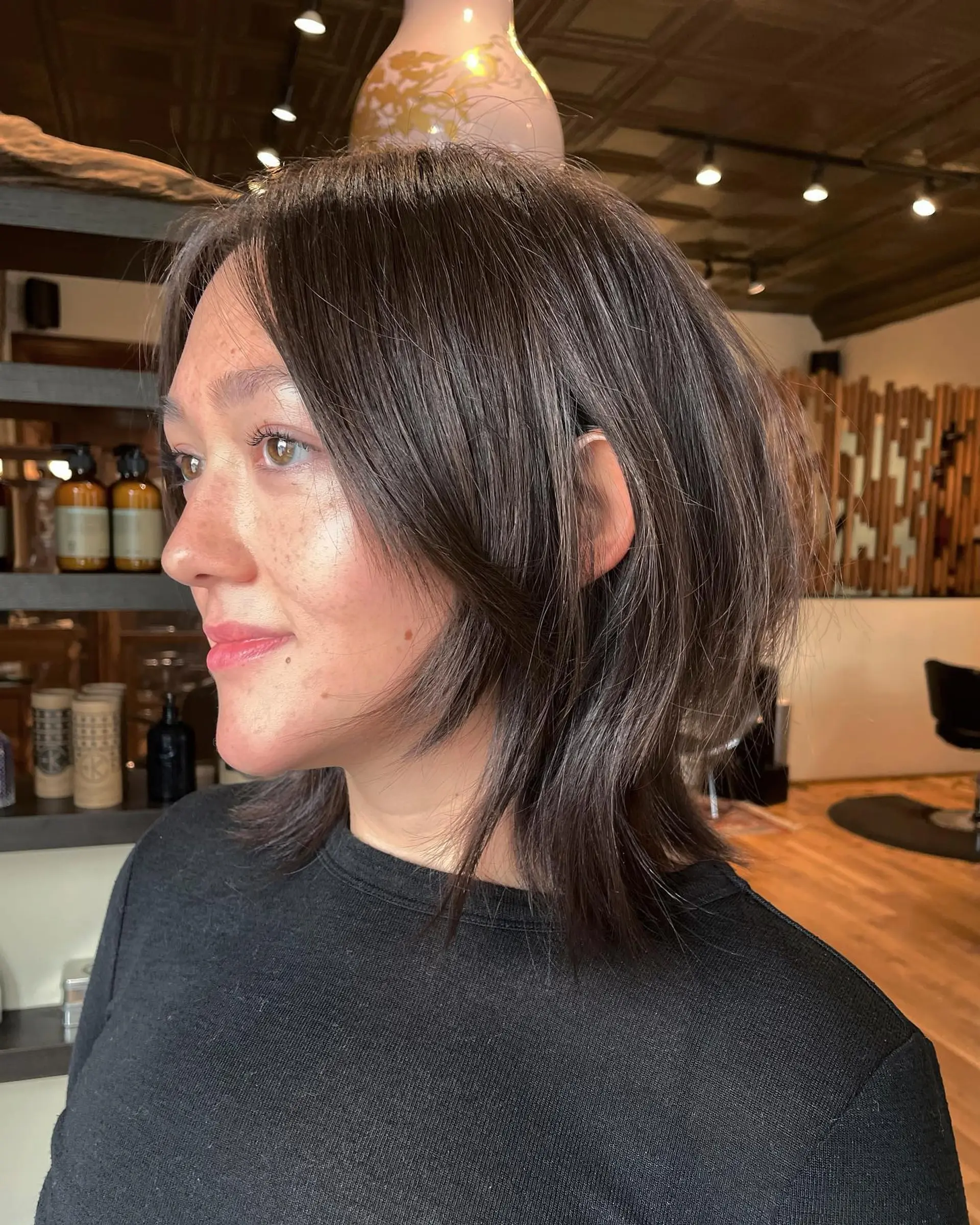 A medium-length shag haircut with textured layers. 1