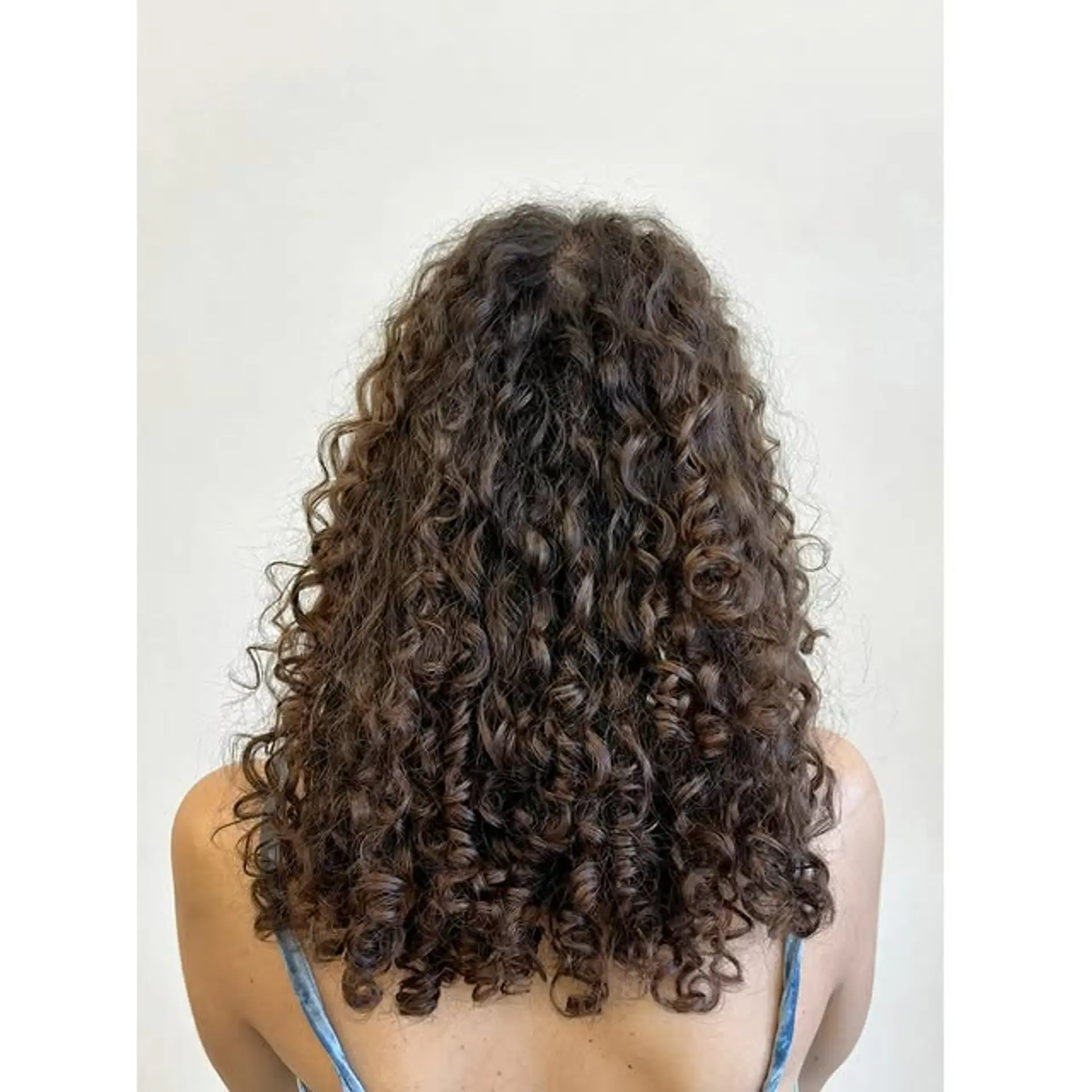 A medium-length curly hairstyle with defined, bouncy curls. 1