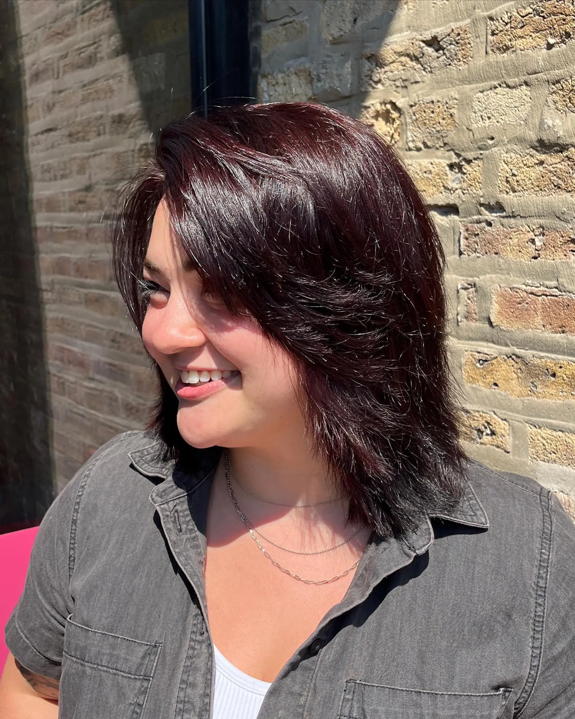 A shaggy layered bob with face-framing layers. 1