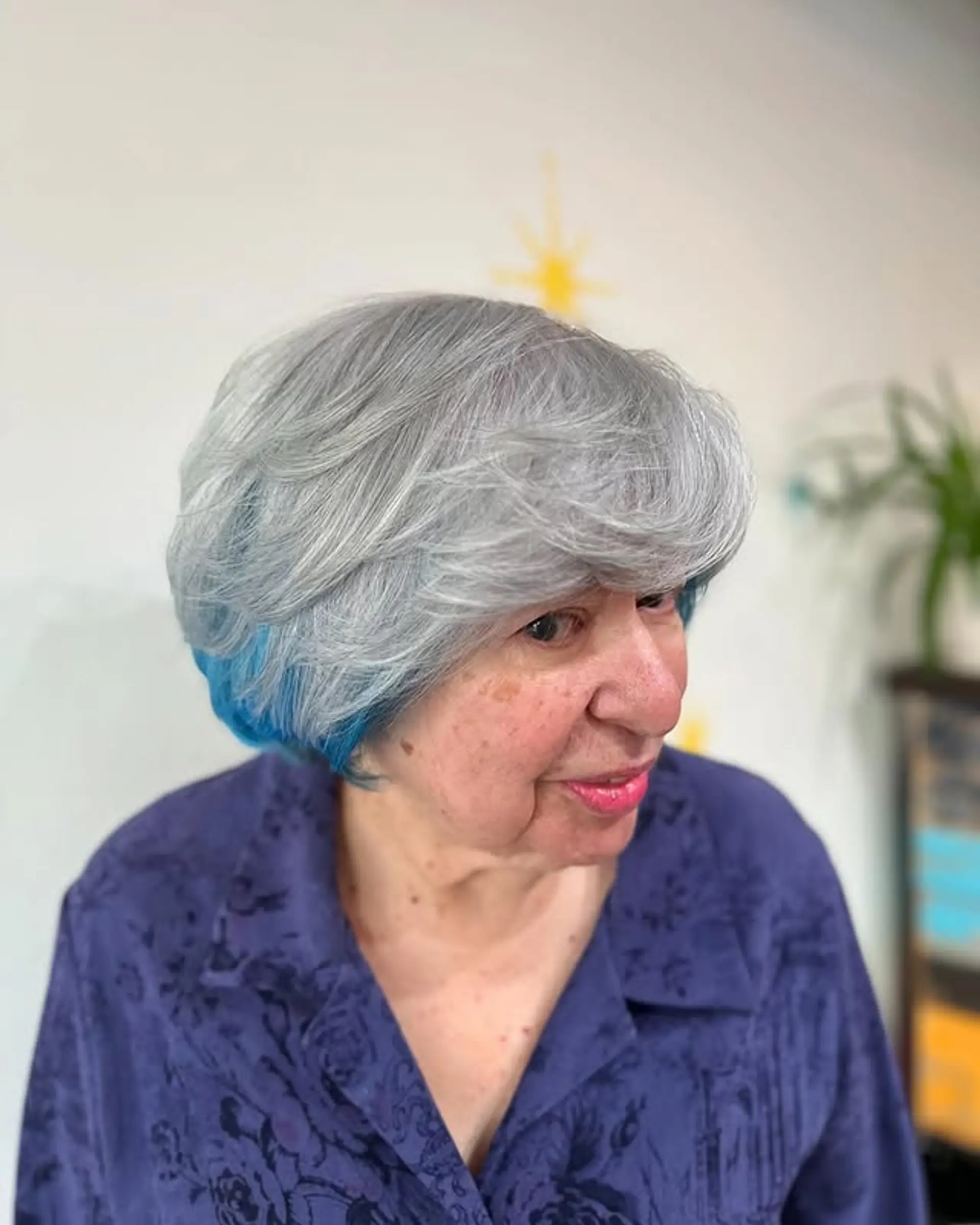 Layered bob with peekaboo color. 1