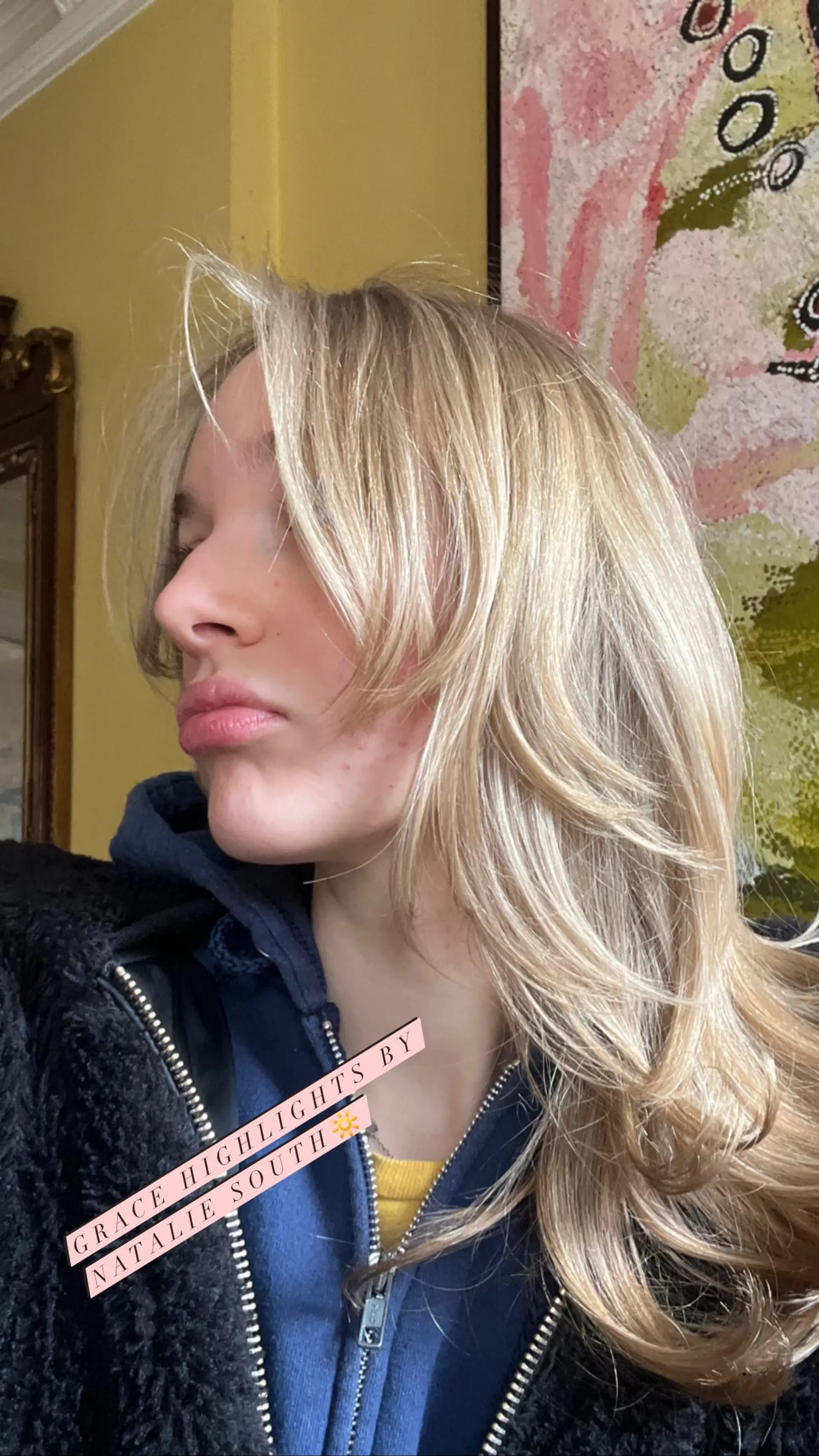 Long, layered haircut with beachy waves and face-framing layers. 1