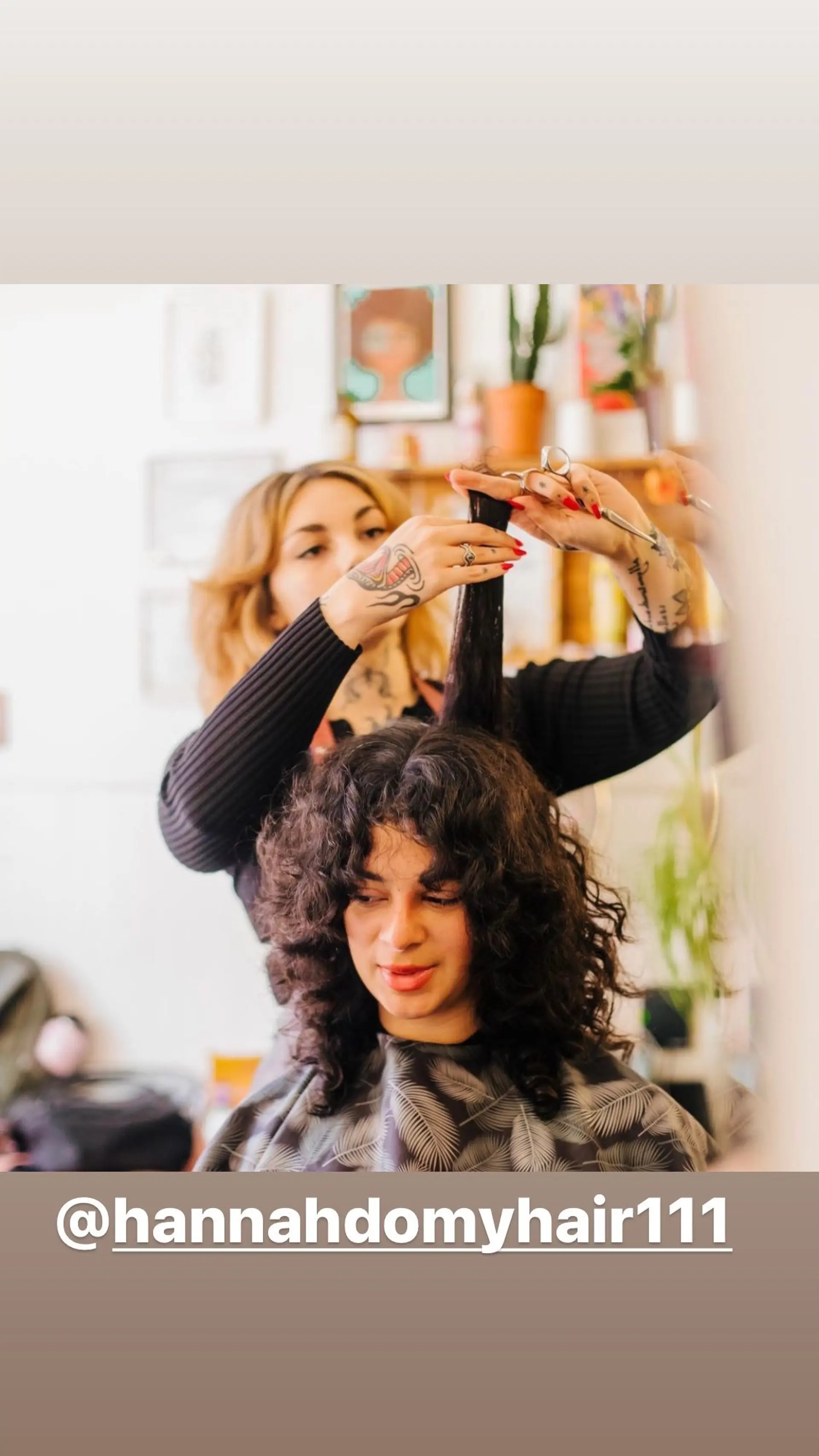 A medium-length shag with layered curls and curtain bangs. 1
