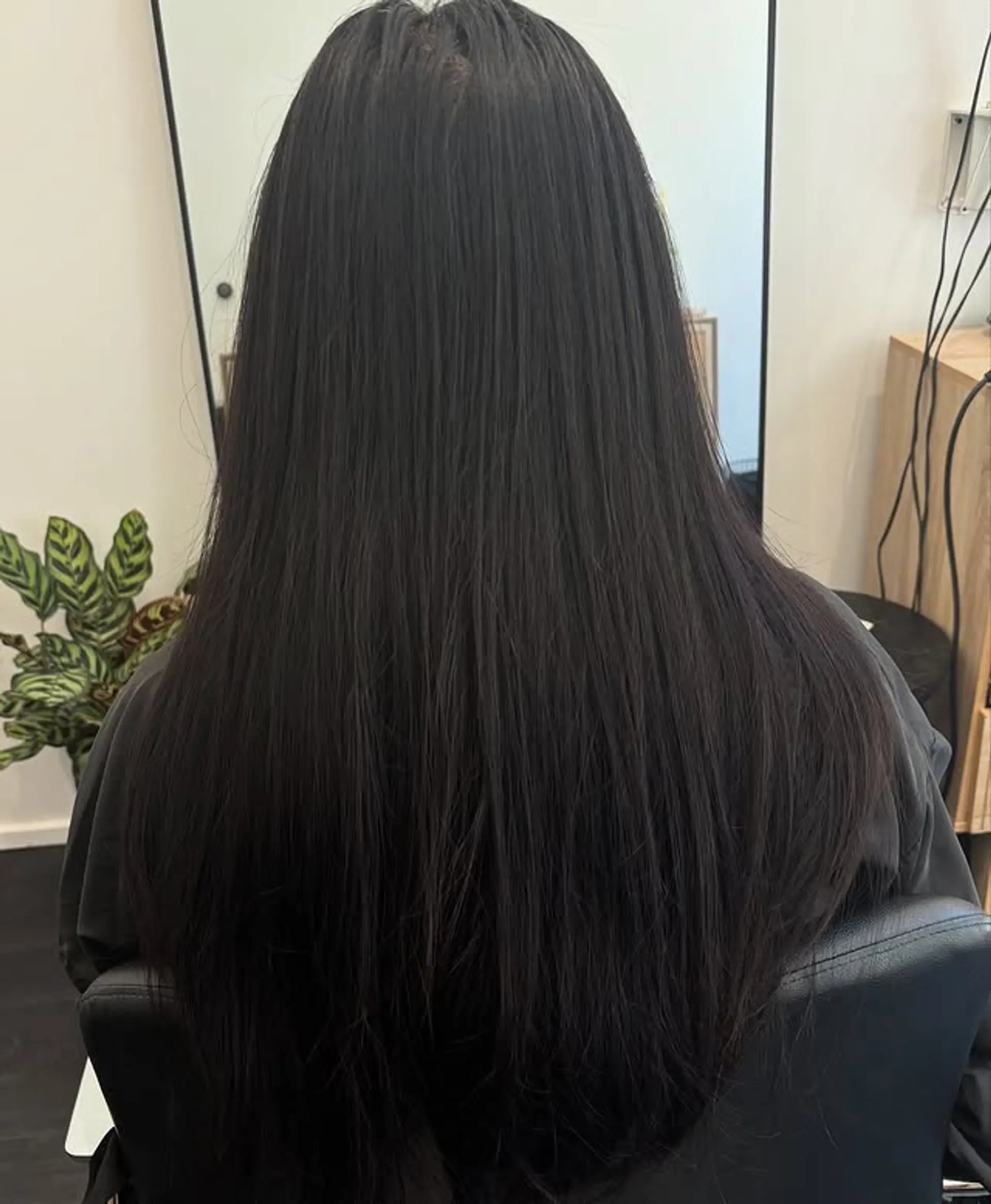 Long, straight, sleek hair with minimal layers. 1