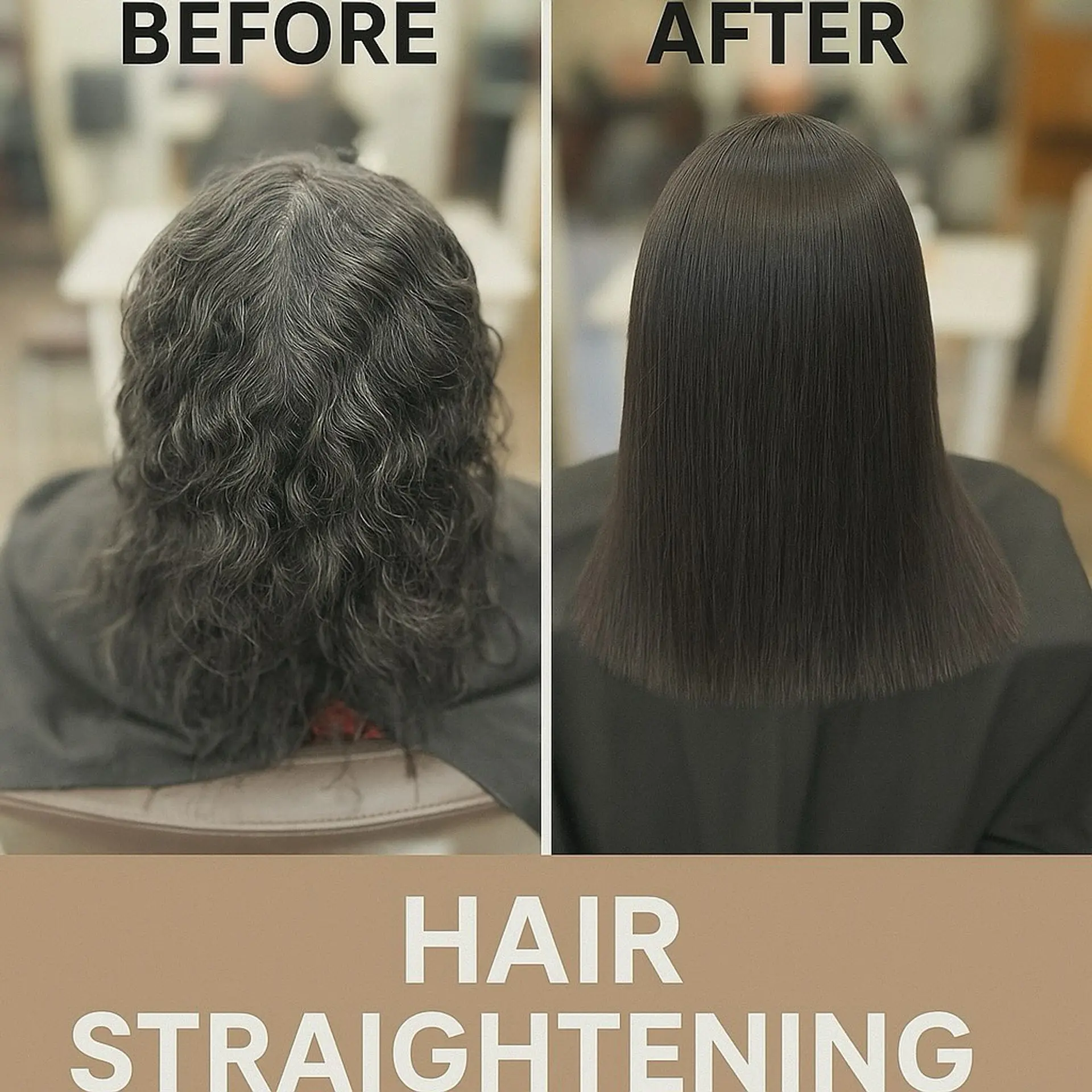 A sleek, pin-straight medium-length hairstyle with a clean, blunt cut along the ends. 1
