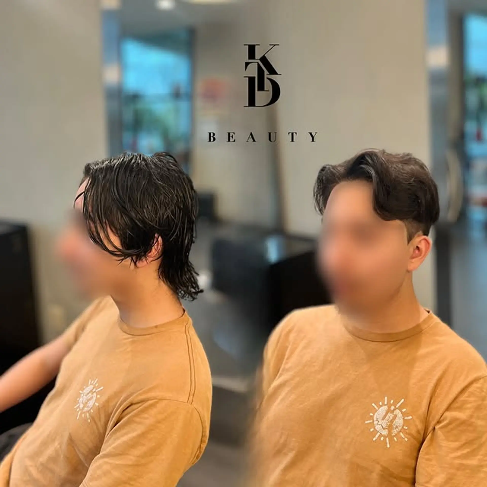 A modern mullet featuring a side part and tapered sides. 1