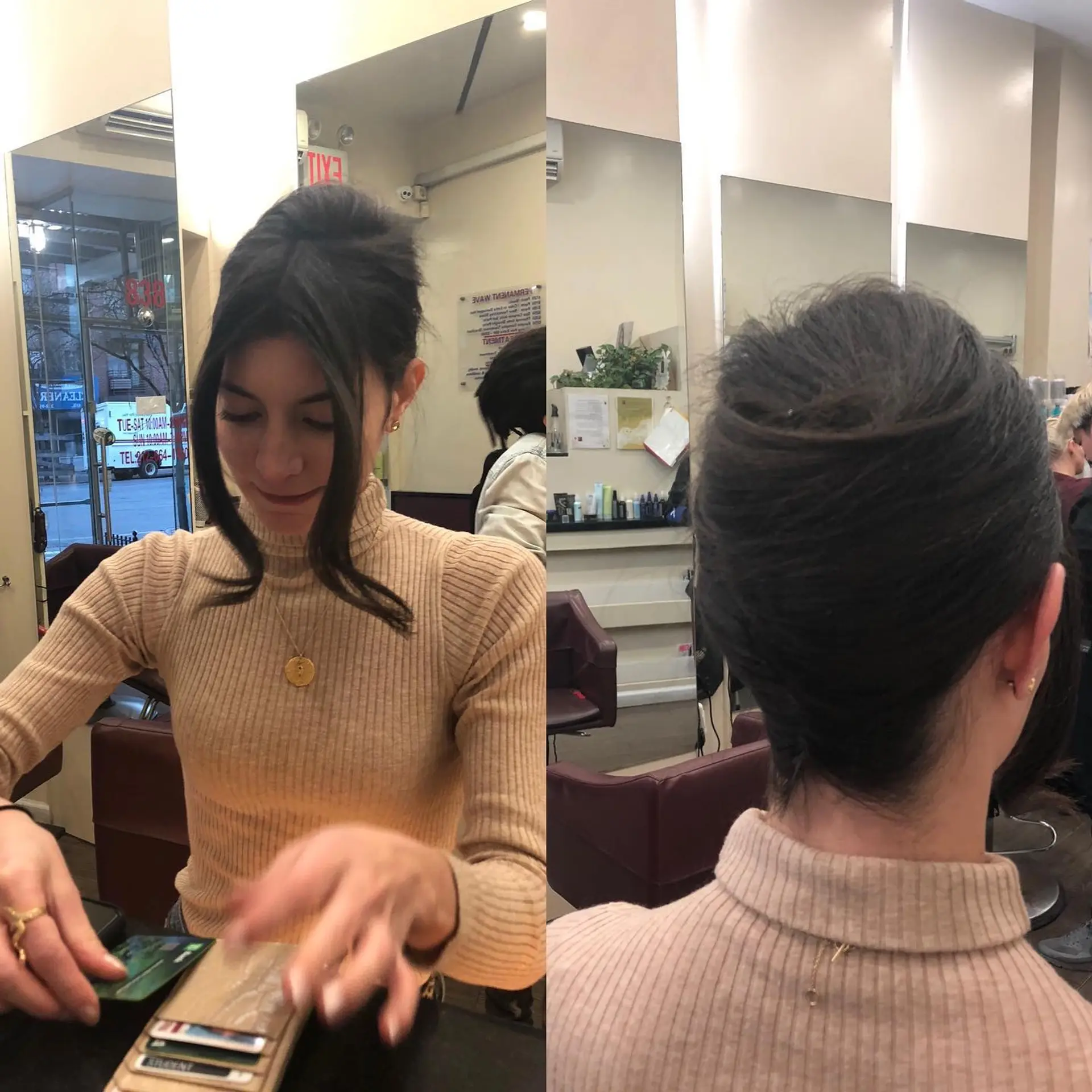 A voluminous bouffant updo with loose strands framing the face. 1