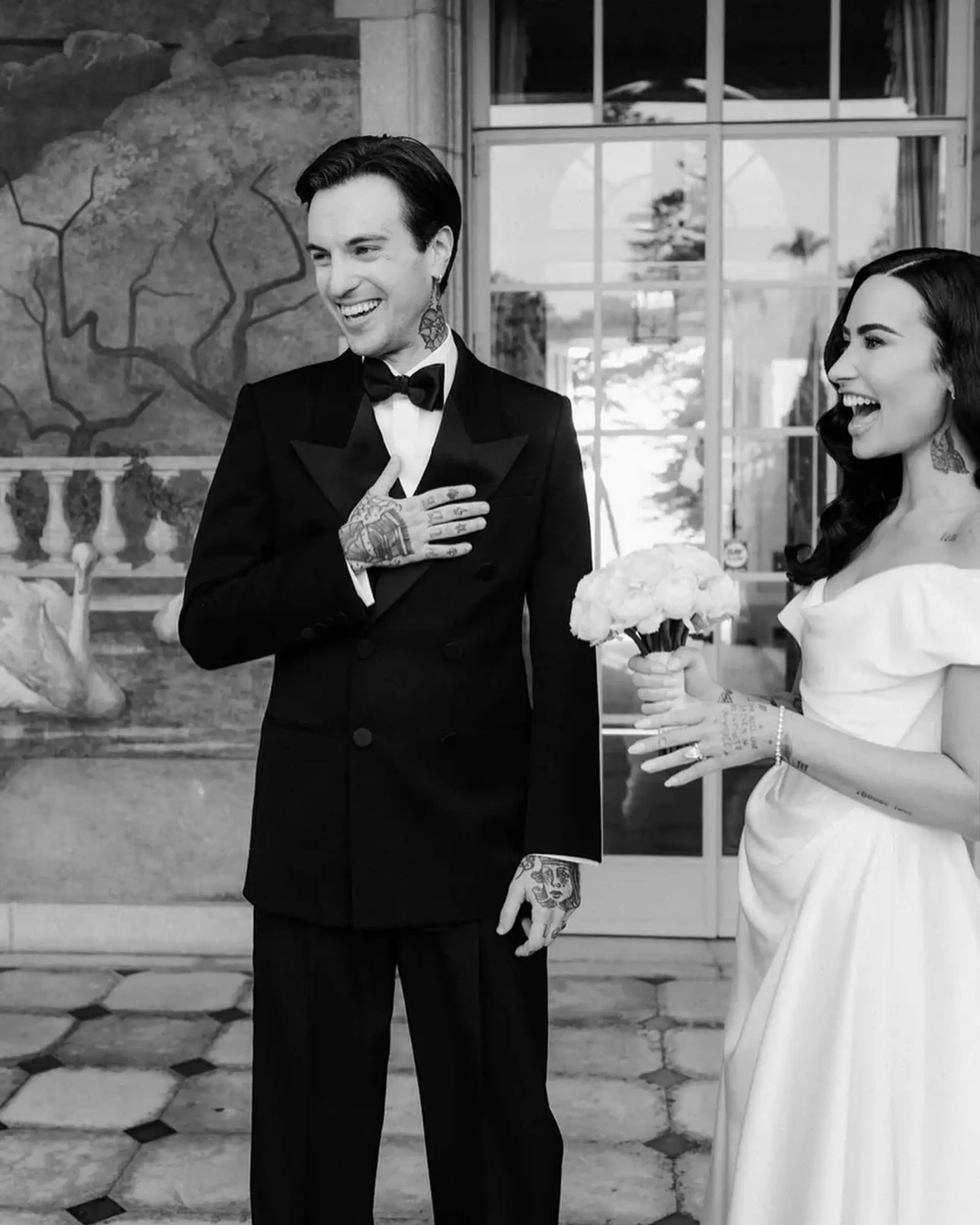Classic men's slicked-back wedding style with a sleek, polished finish. 1