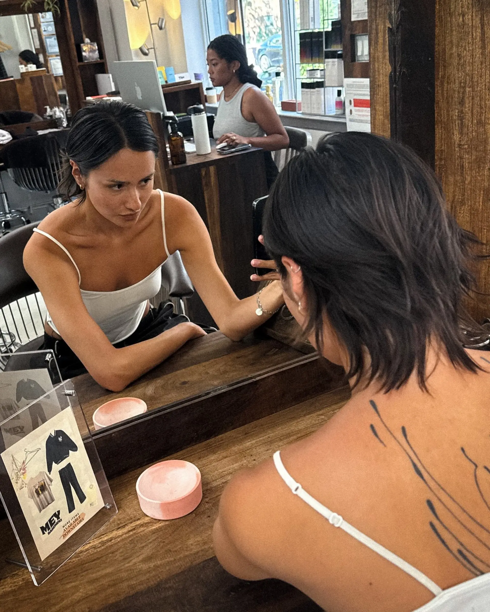 A choppy bob haircut that sits at chin length with textured ends and plenty of layers. 3