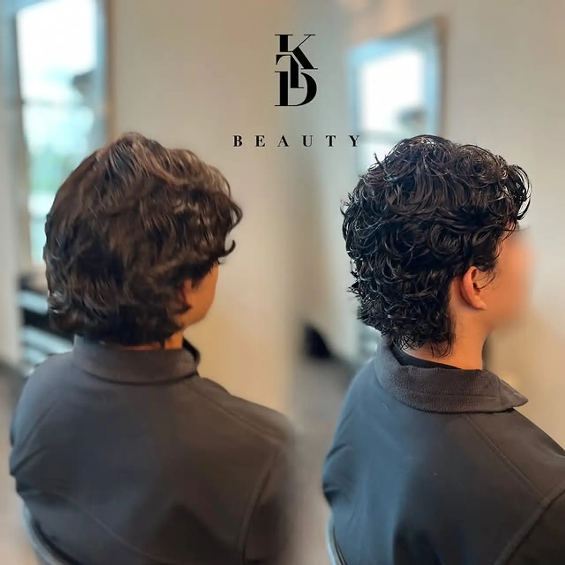 A short, textured mullet with enhanced curls. 1