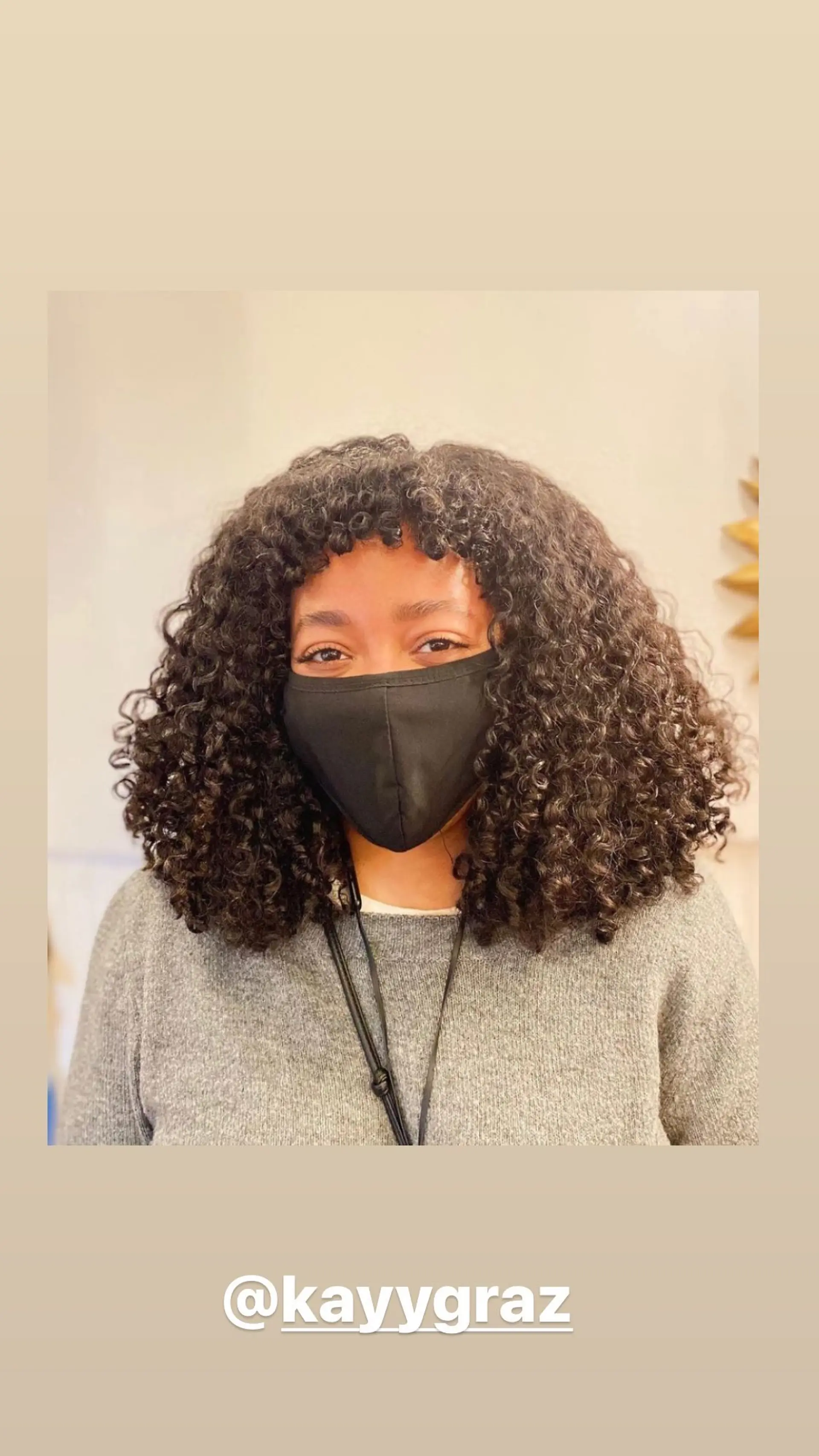 A curly shag with bangs featuring lots of natural texture. 1