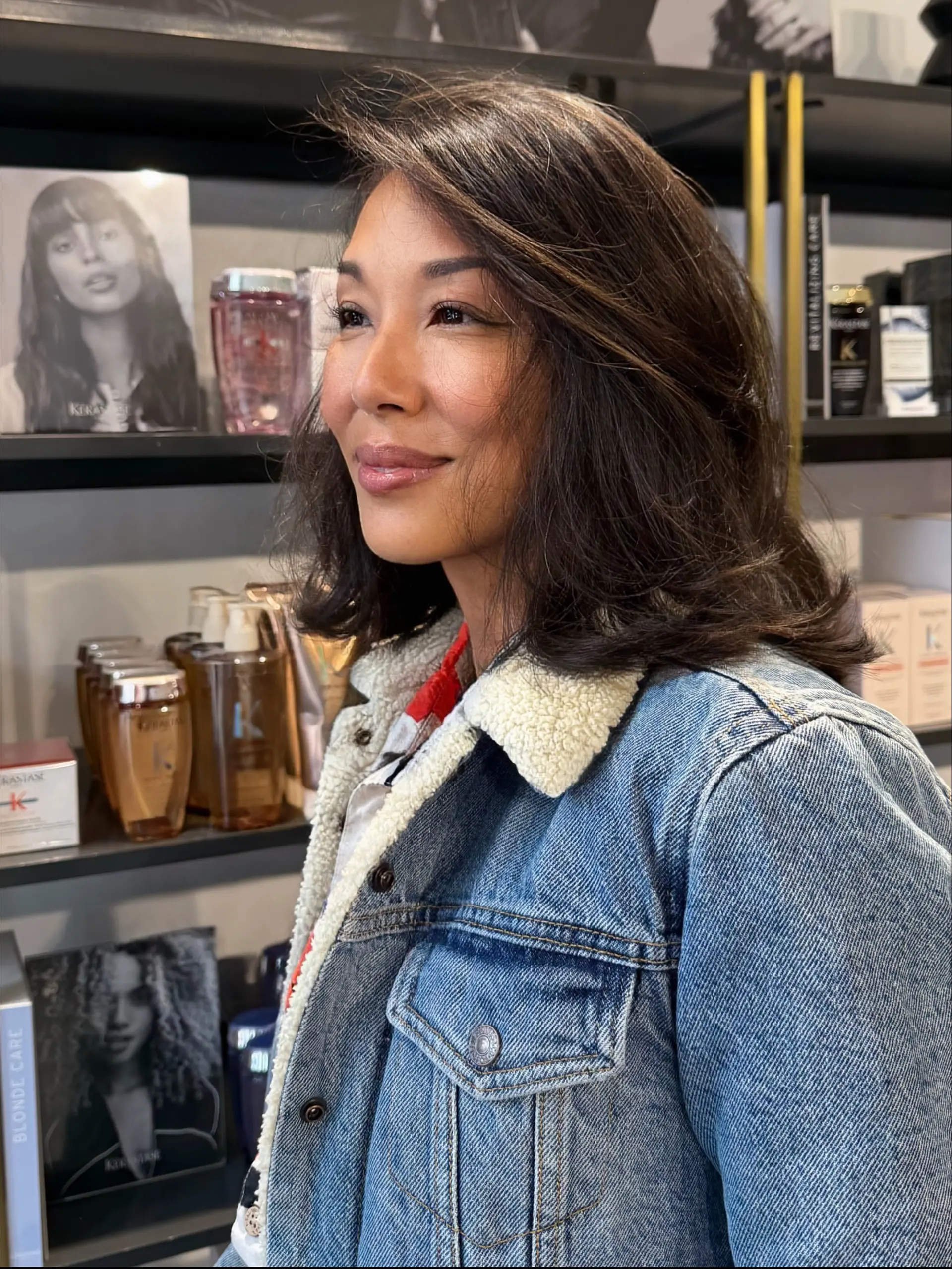 A shoulder-length layered haircut with soft, sweeping movement and natural volume. 1