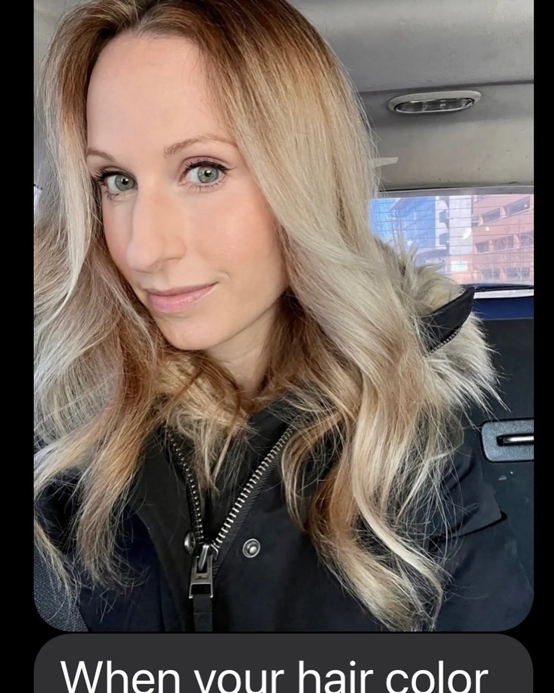 Medium-length wavy hair with a golden blonde balayage. 1