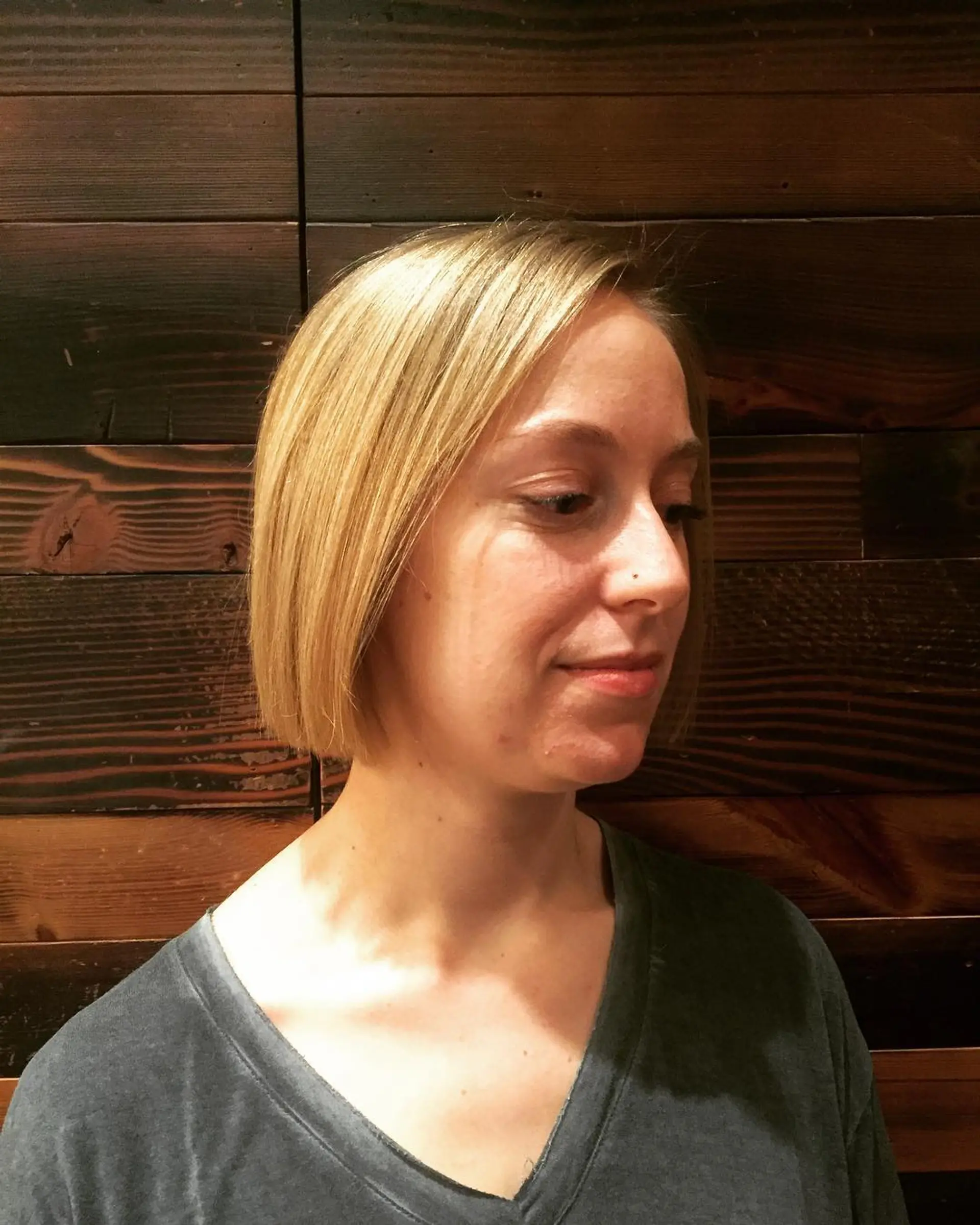A classic blunt bob with subtle highlights. 1