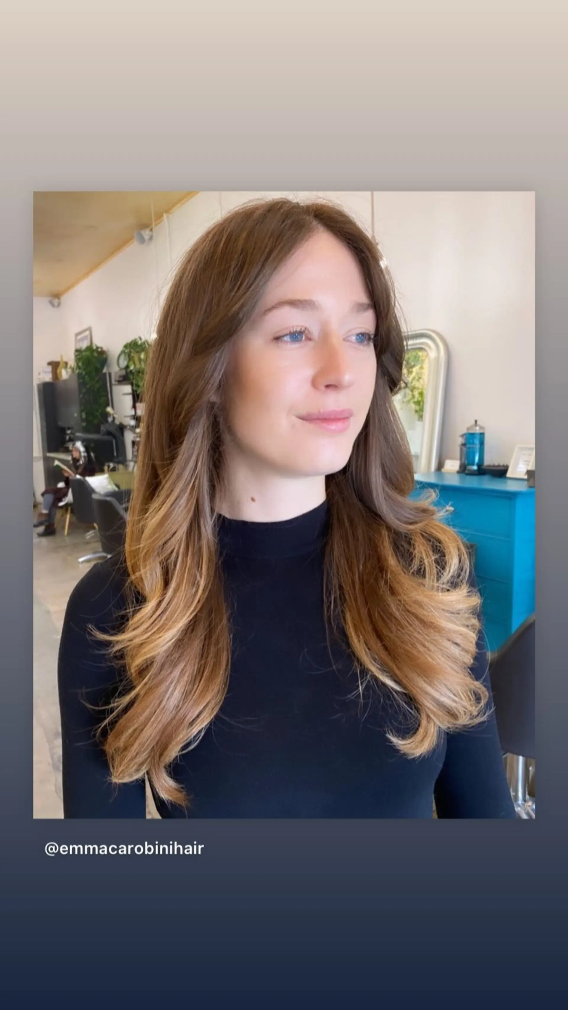 A long, wavy bronde balayage with face-framing layers. 1
