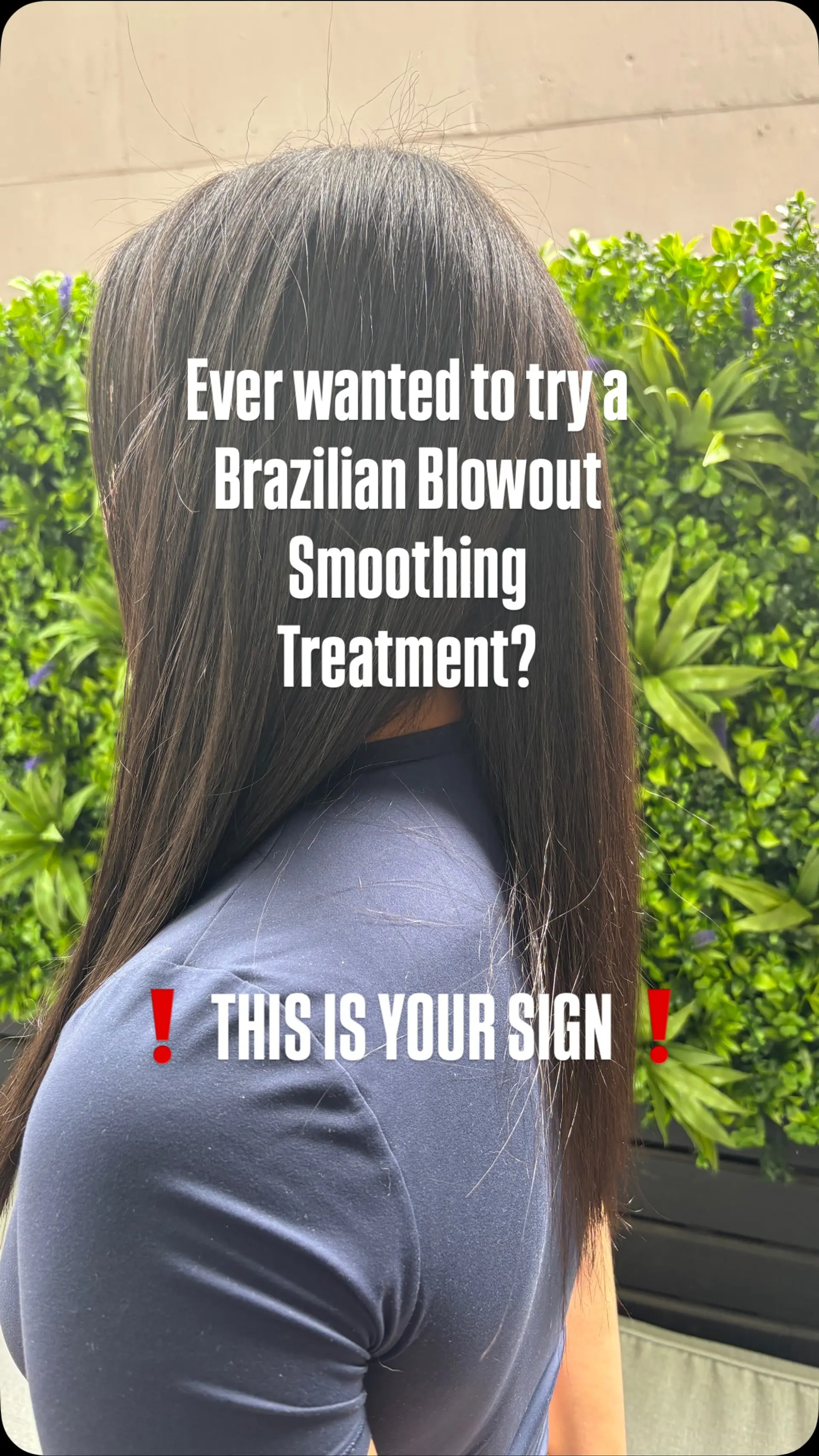 Straight and sleek dark brown hair smoothed to a high-shine, frizz-free finish. 1