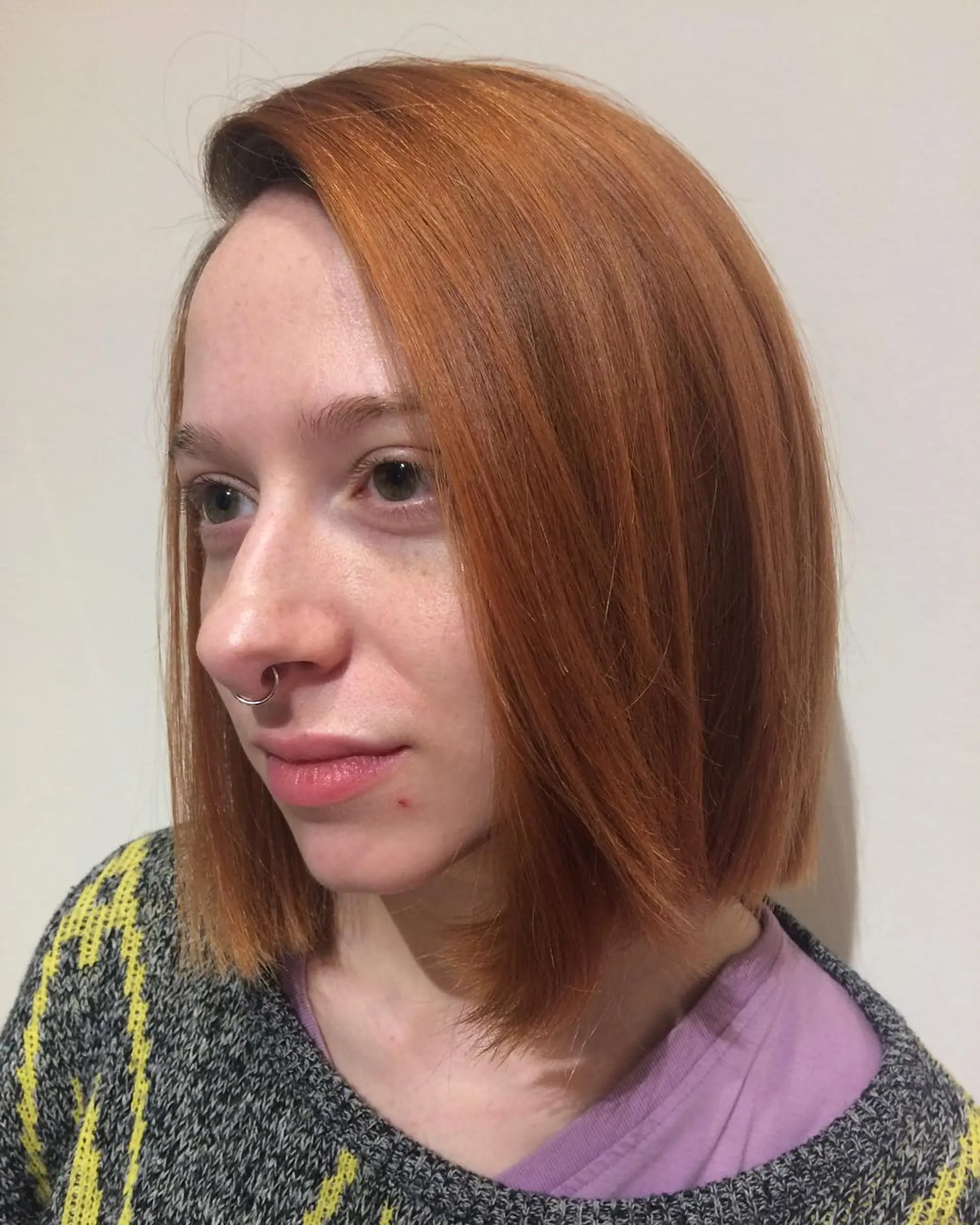 A modern and stylish blunt bob haircut that is easy to manage and perfect for a chic, edgy look. 1