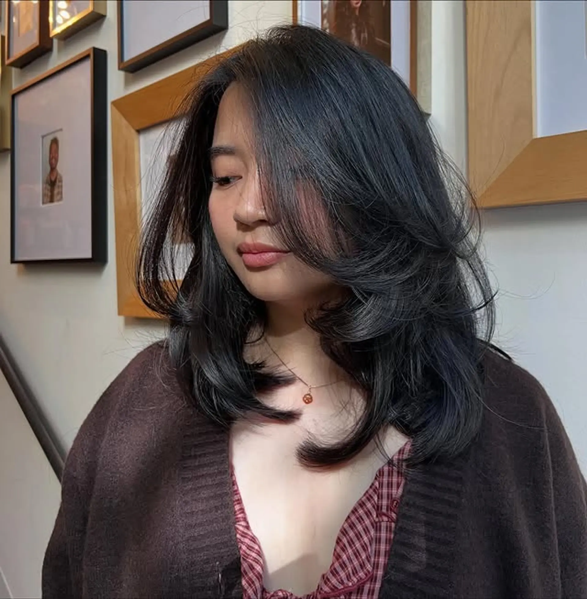 A layered butterfly cut with face-framing layers. 1