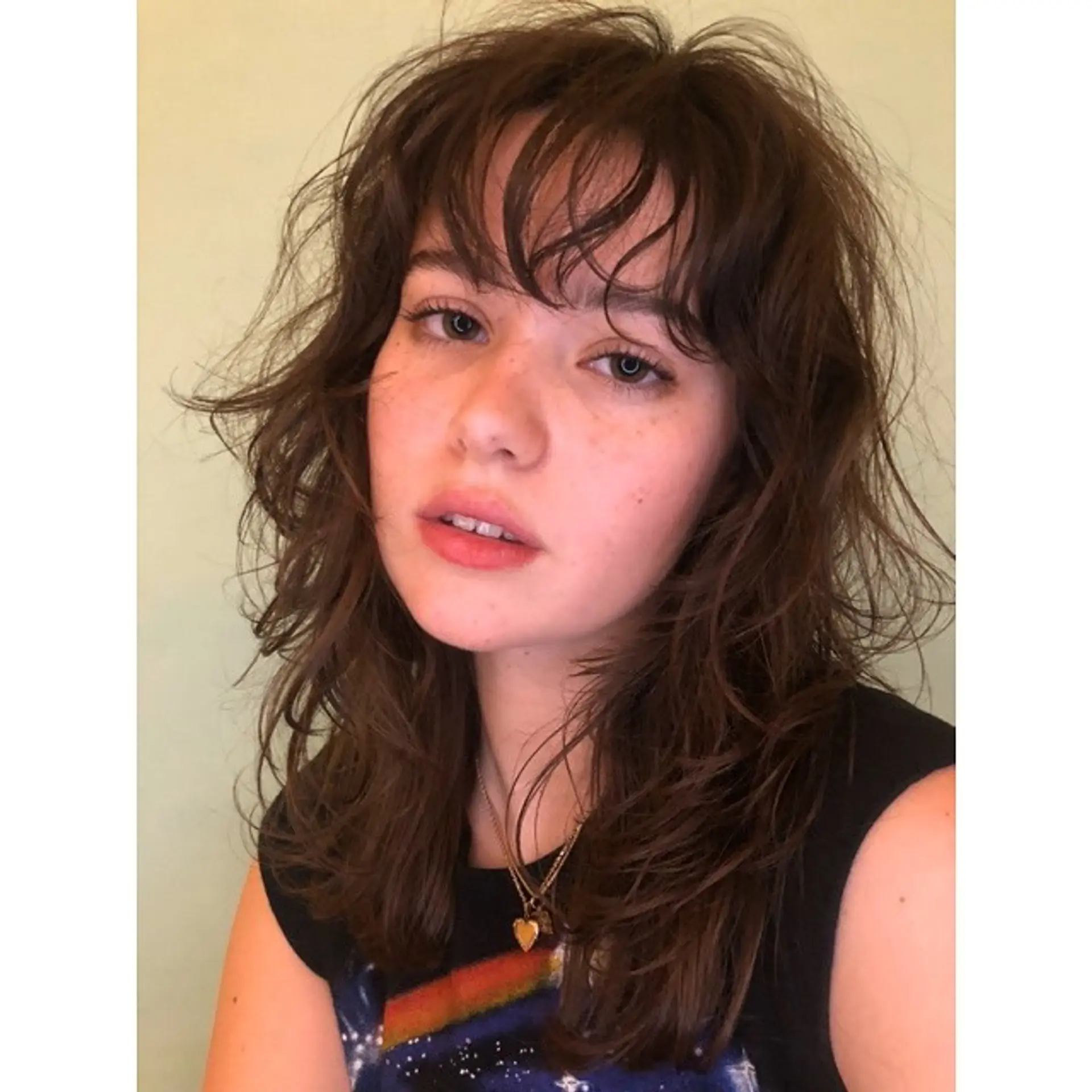 A modern shag with choppy layers and bangs. 1