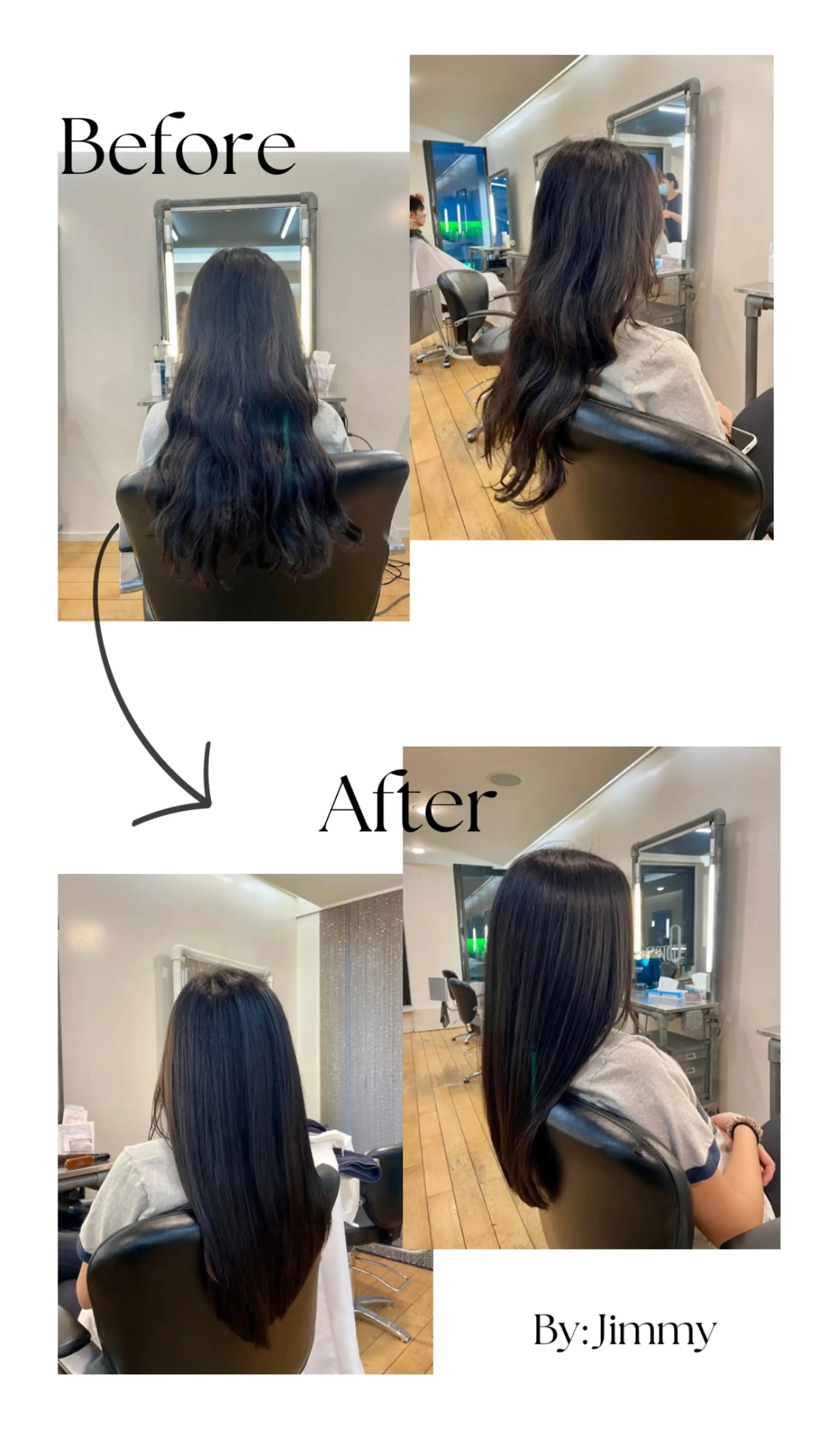 A sleek and shiny straight style. 1