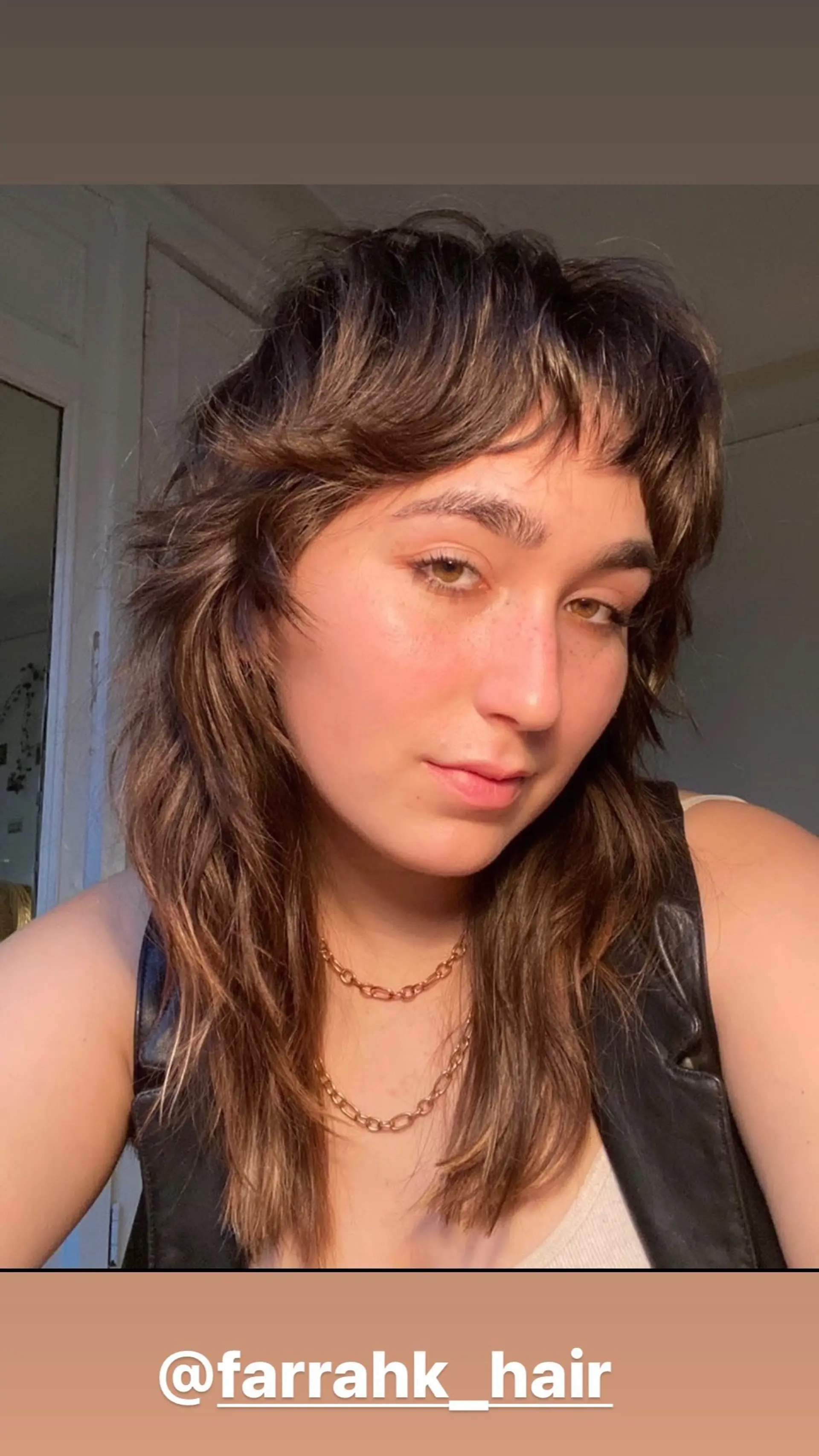 A trendy shag haircut with lots of layers and baby bangs. 1