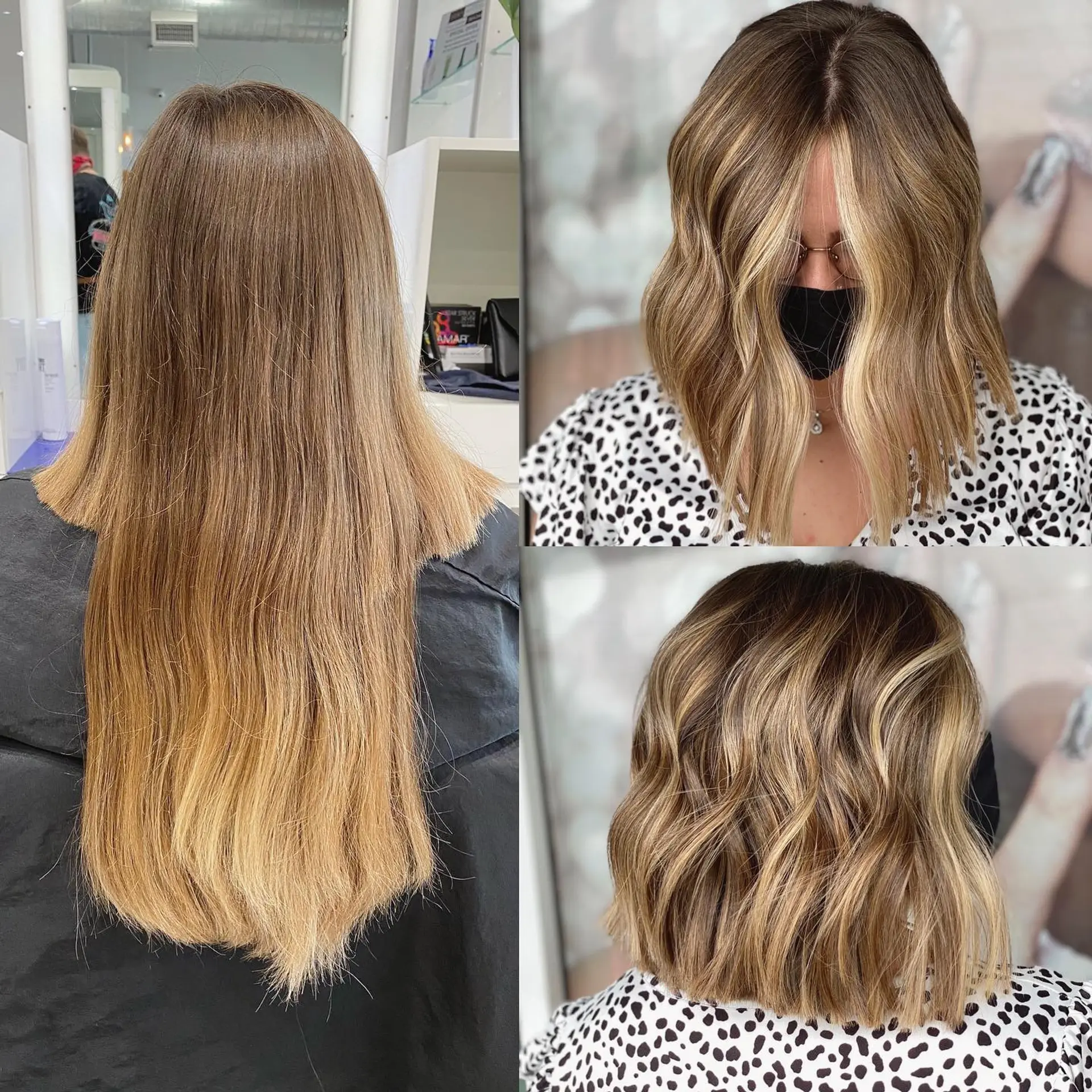 A trendy, wavy bronde bob with face-framing highlights. 1